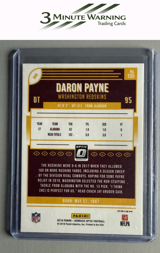 2018 Donruss Optic #105 Daron Payne Pink