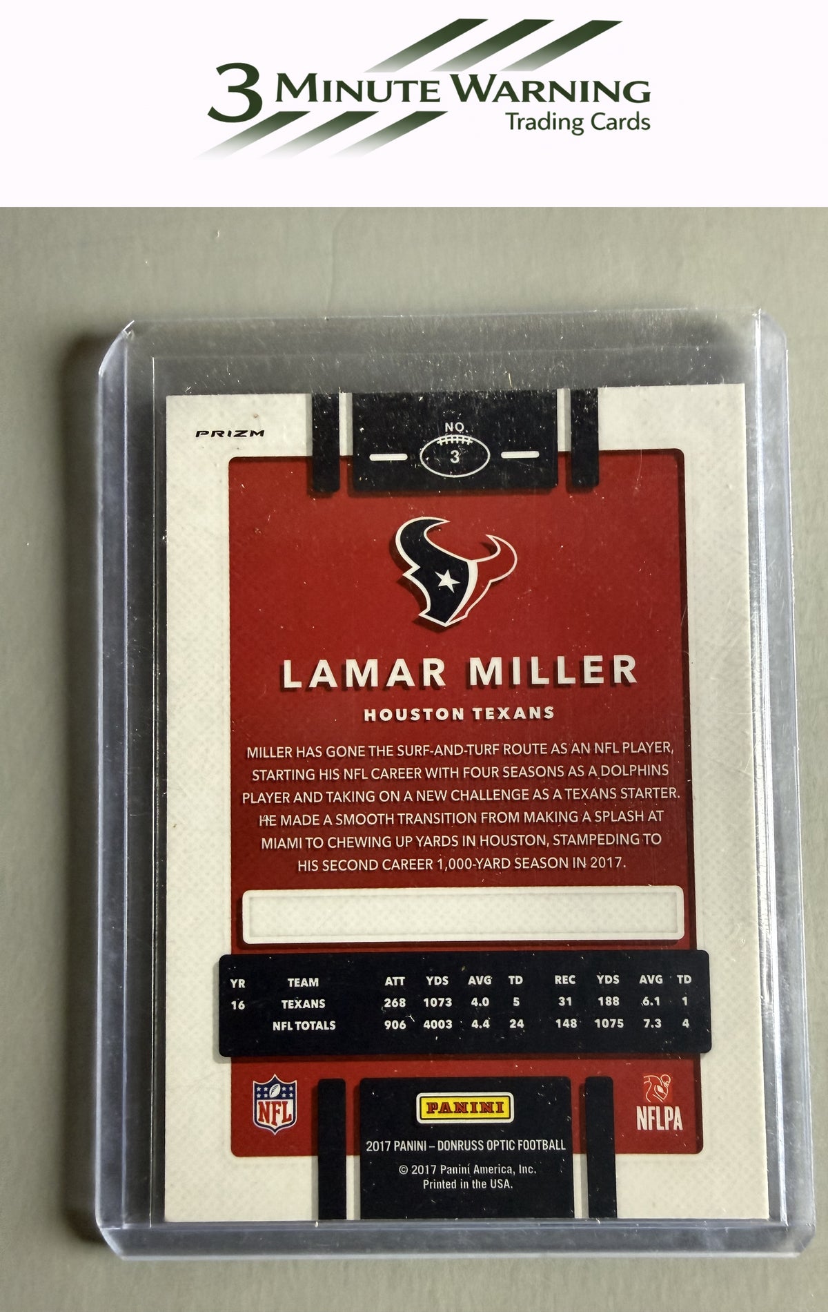2017 Donruss Optic #3 Lamar Miller Holo