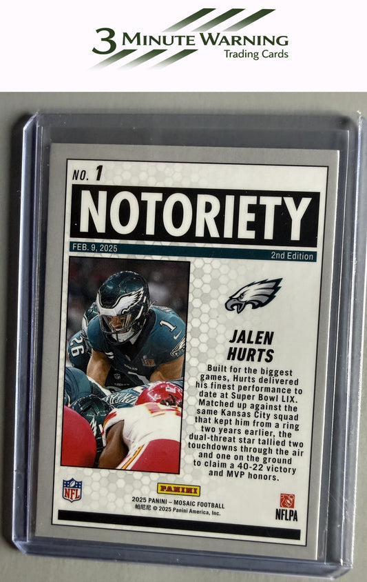 2025 Panini Mosaic #1 Jalen Hurts Notoriety