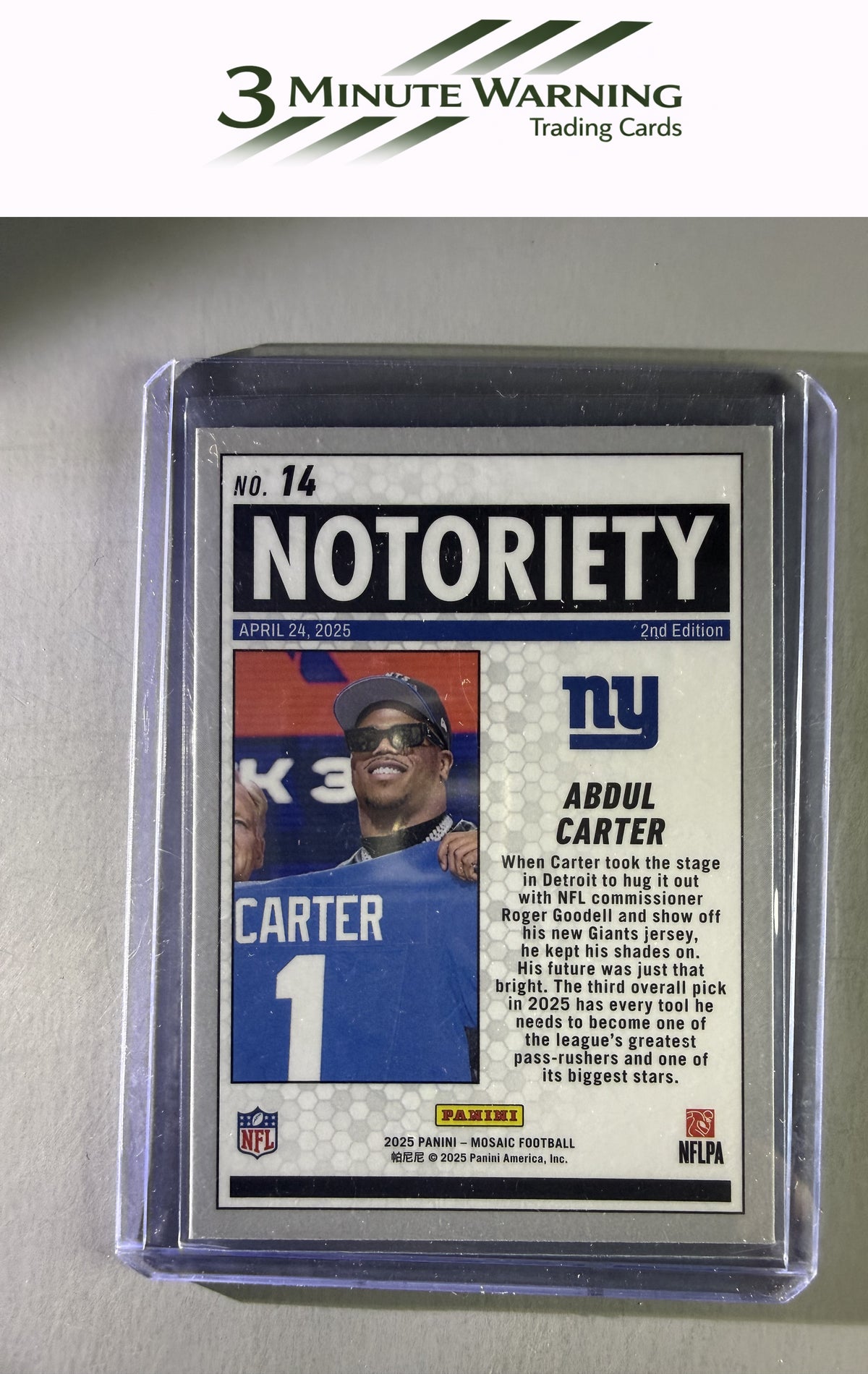 2025 Panini Mosaic #14 Abdul Carter Notoriety Mosaic