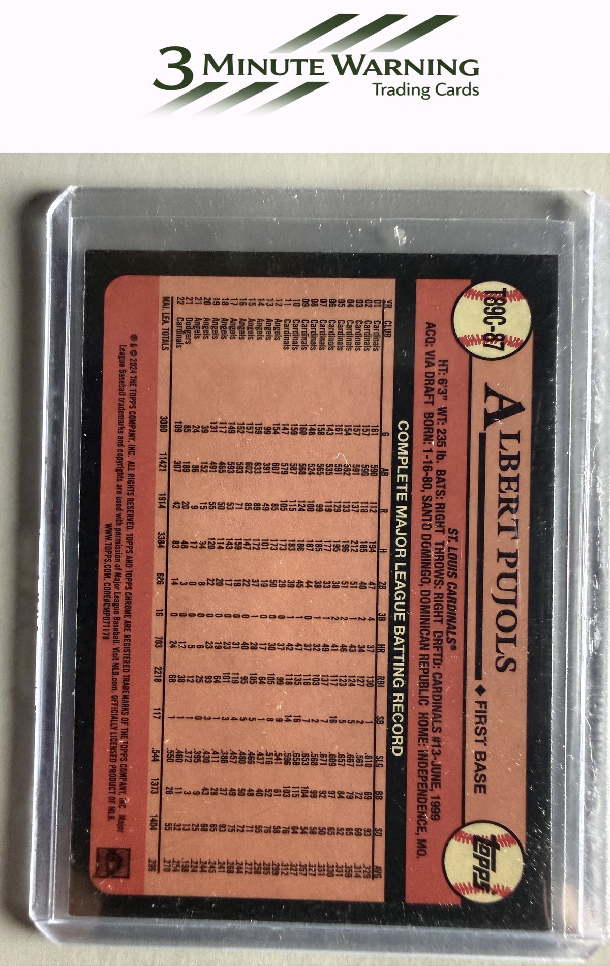 2024 Topps #T89C-87 Albert Pujols 1989 Topps Baseball 35th Anniversary Chrome