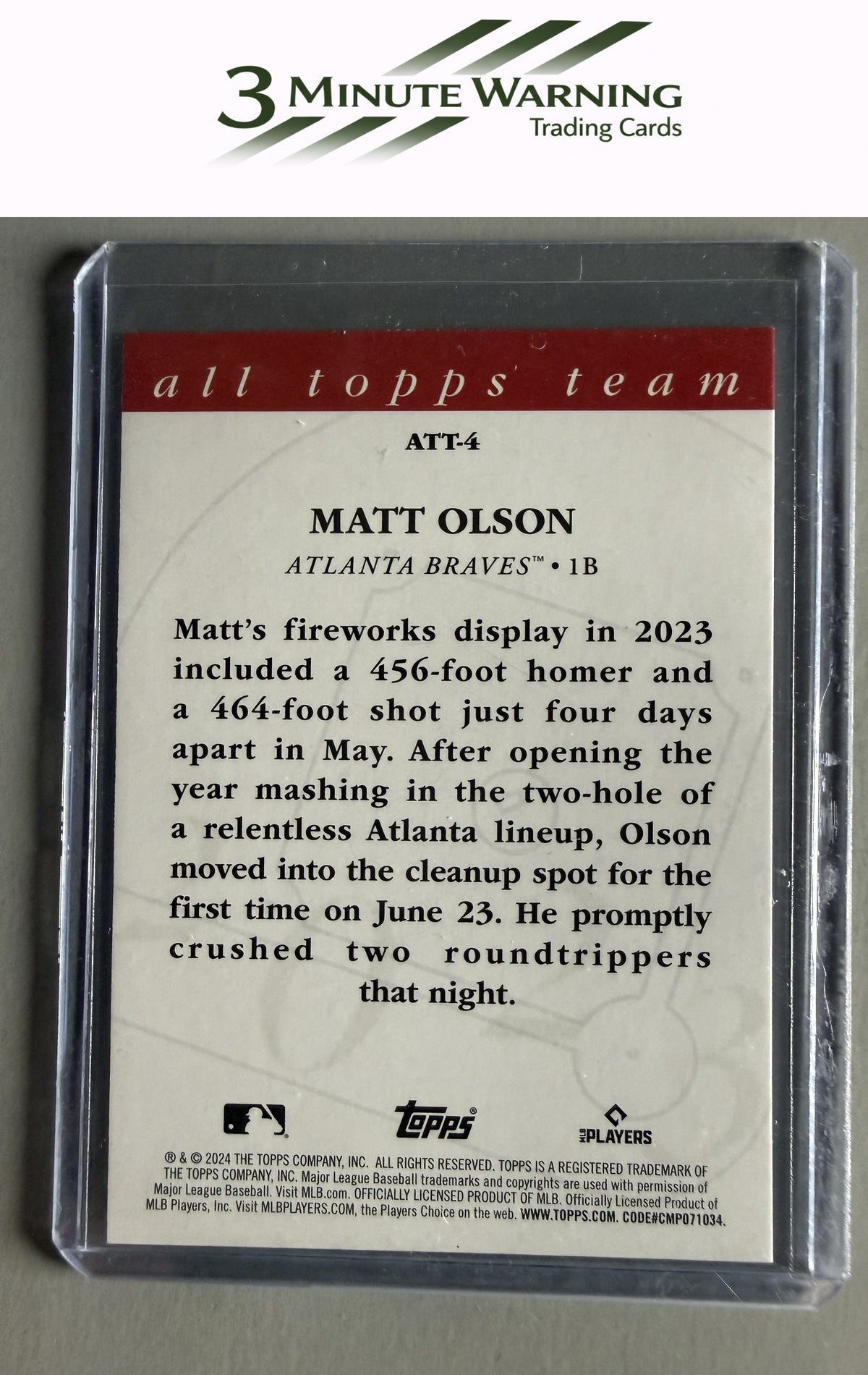 2024 Topps #ATT-4 Matt Olson 2023 All Topps Team