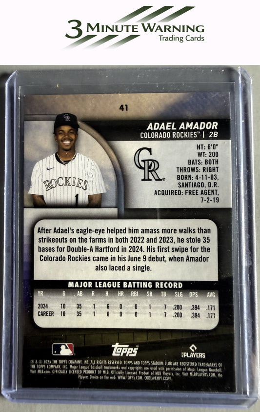 2025 Stadium Club #41 Adael Amador