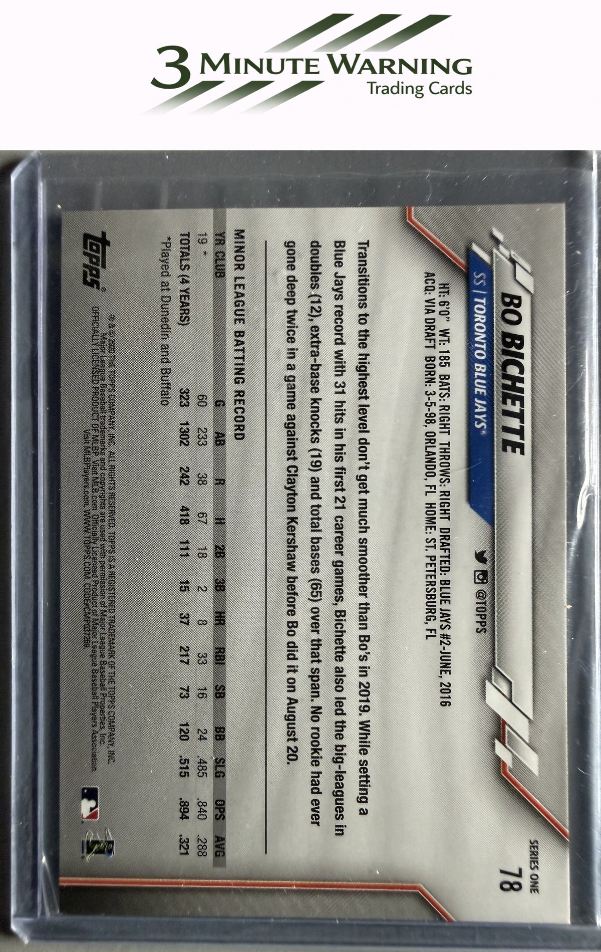 2020 Topps #78 Bo Bichette