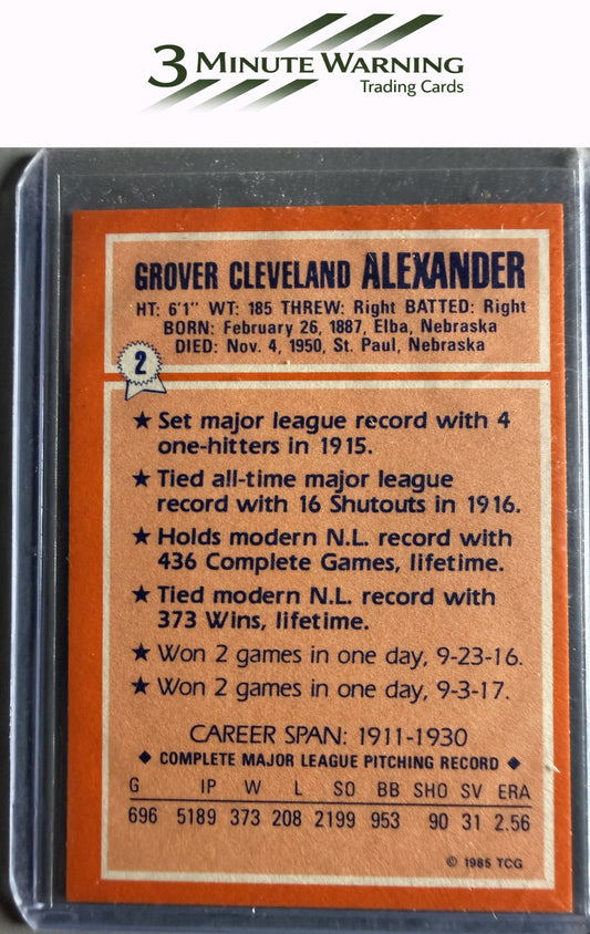 1985 Topps Woolworth All Time Record Holders #2 Grover Alexander