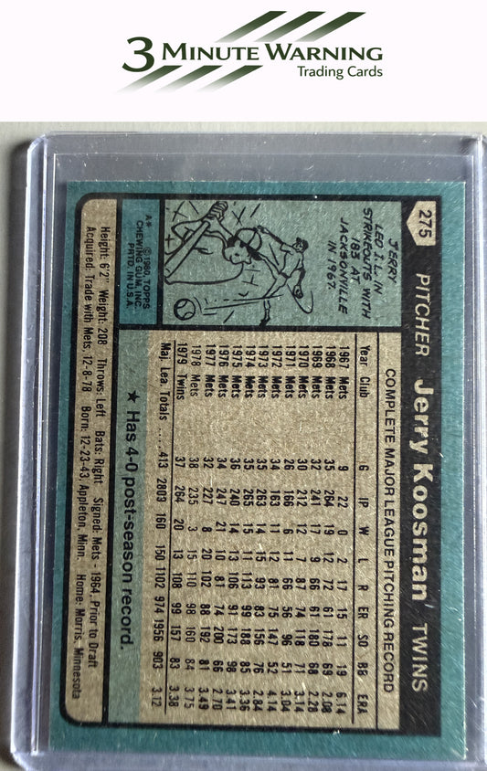 1980 Topps #275 Jerry Koosman