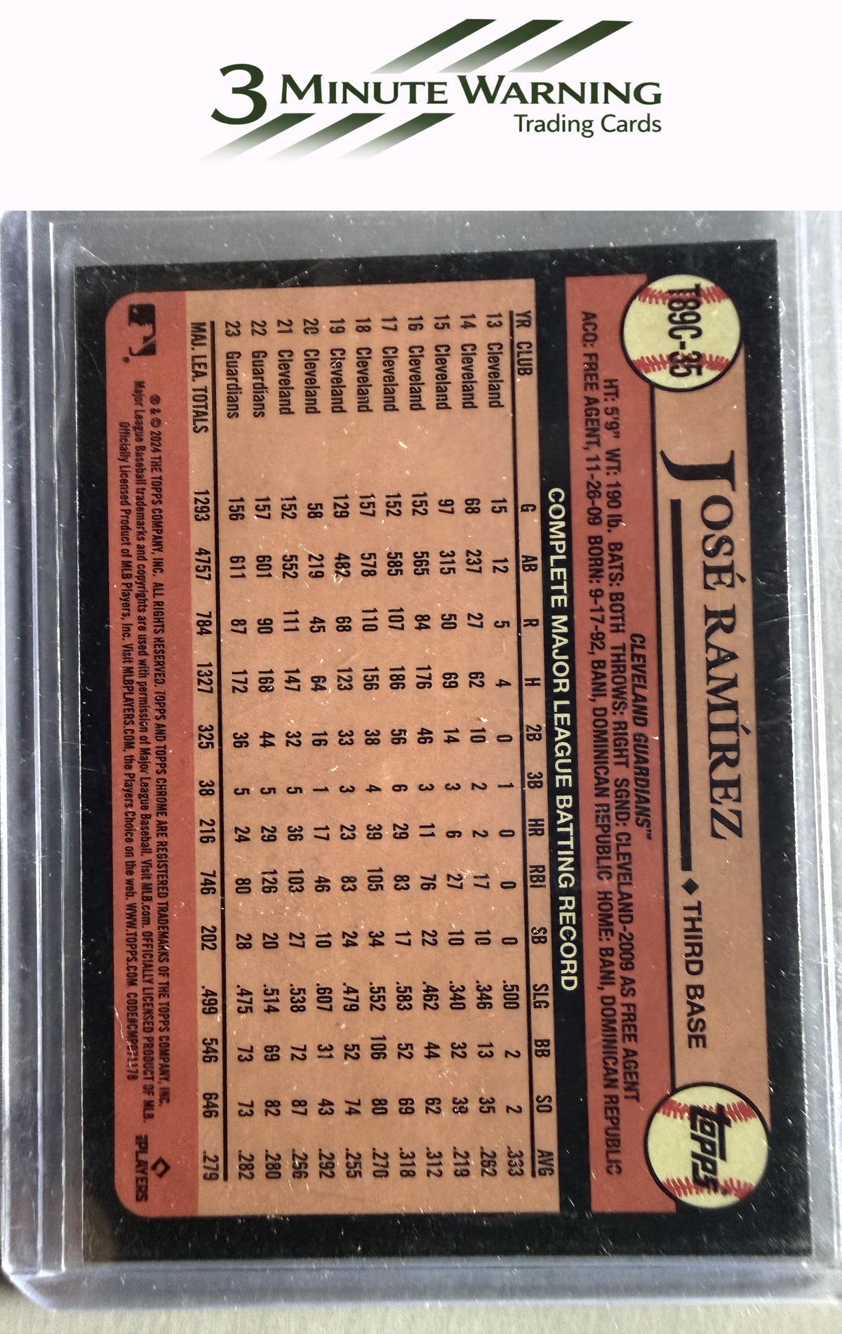 2024 Topps #T89C-35 José Ramírez 1989 Topps Baseball 35th Anniversary Chrome