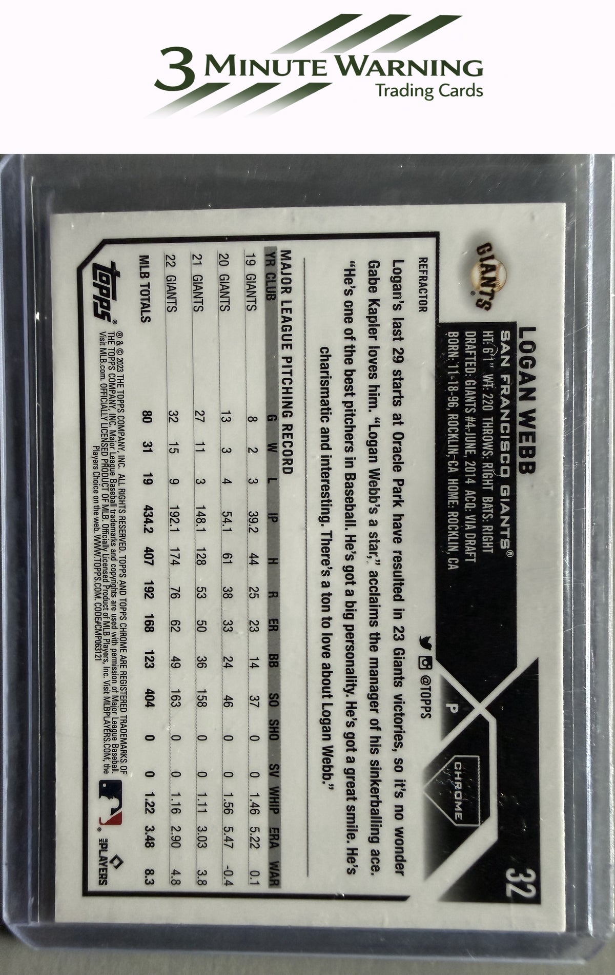 2023 Topps Chrome #32 Logan Webb Refractor