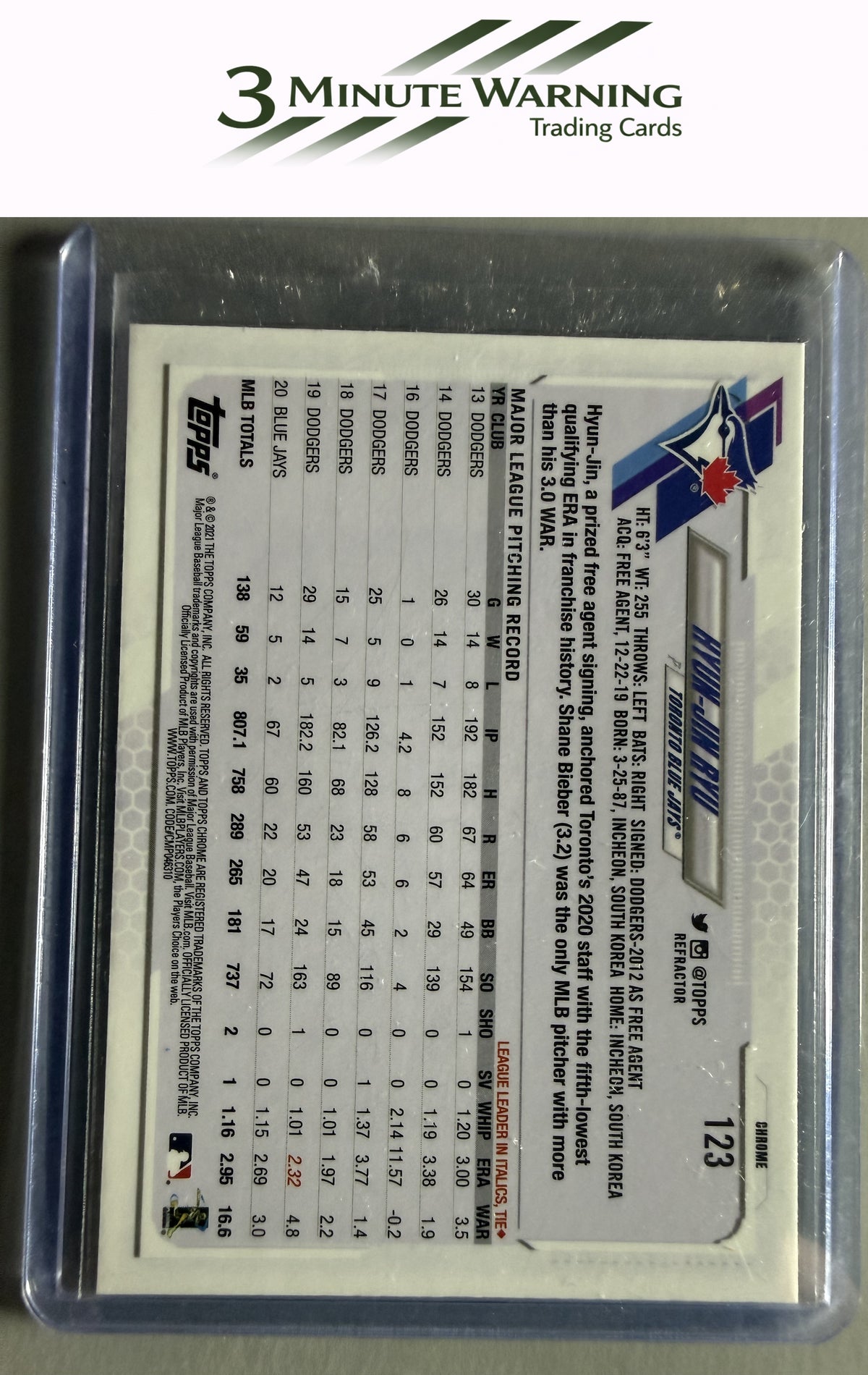 2021 Topps Chrome #123 Hyun-Jin Ryu Prism Refractor