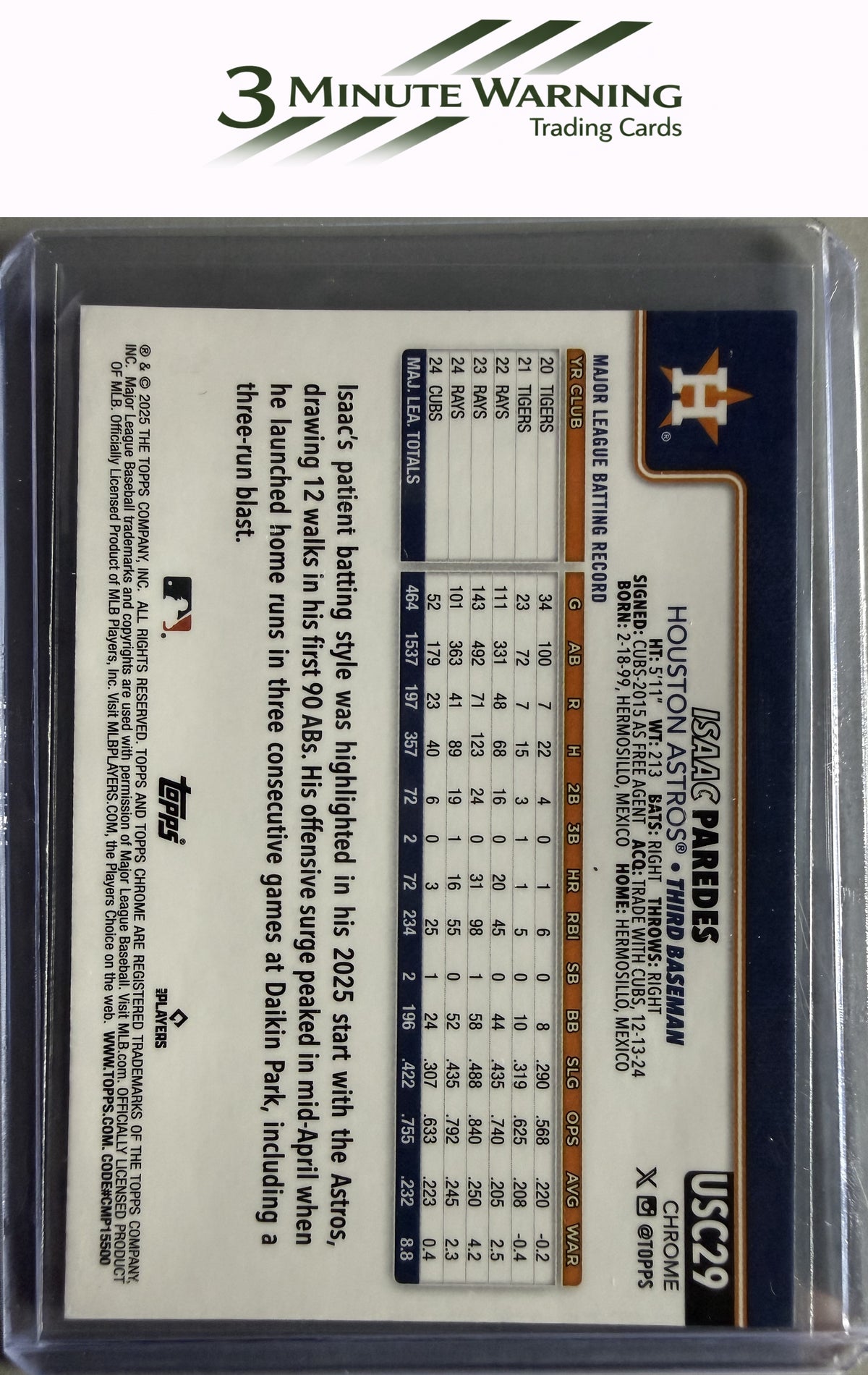 2025 Topps Chrome Update #USC29 Isaac Paredes