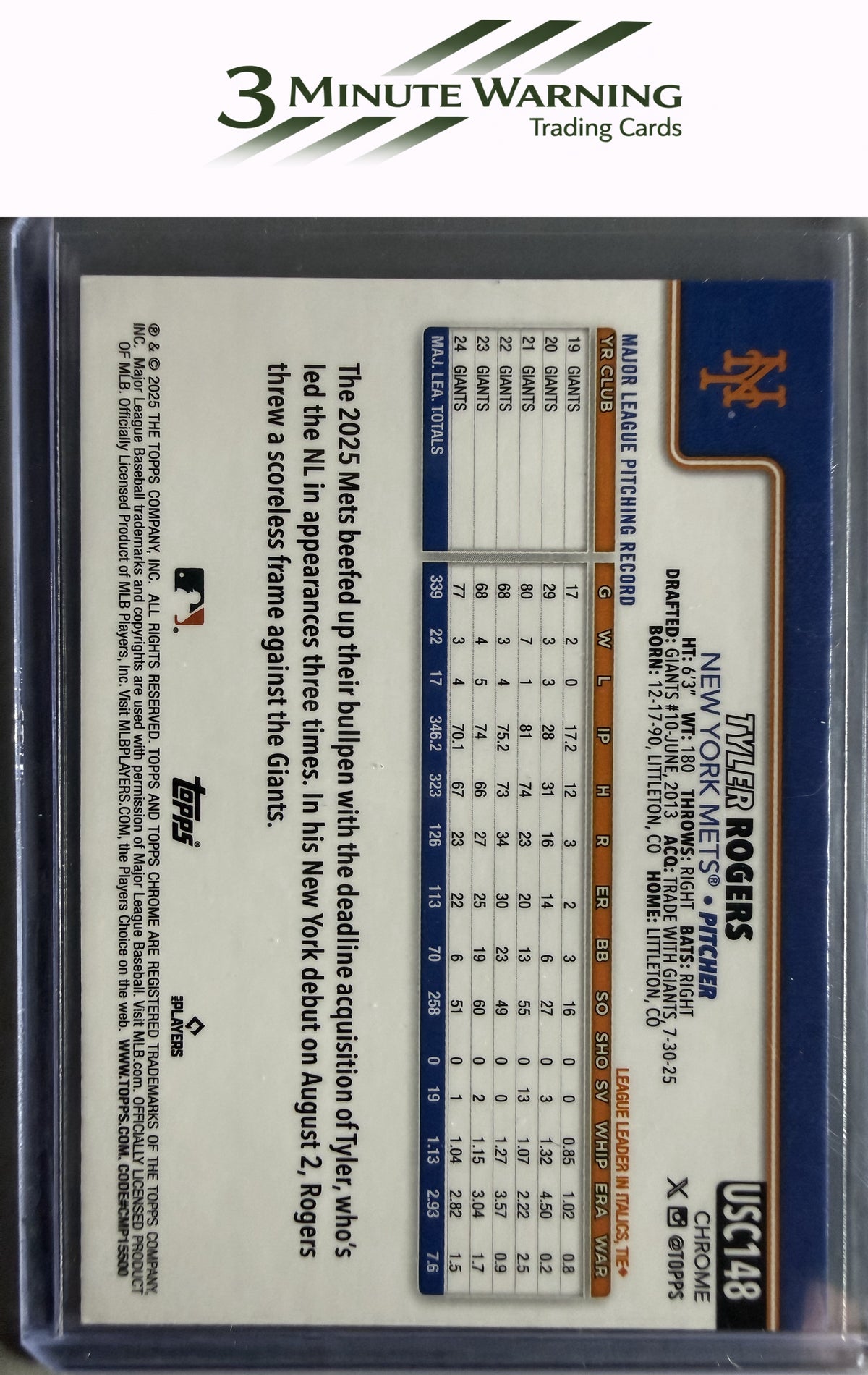2025 Topps Chrome Update #USC148 Tyler Rogers