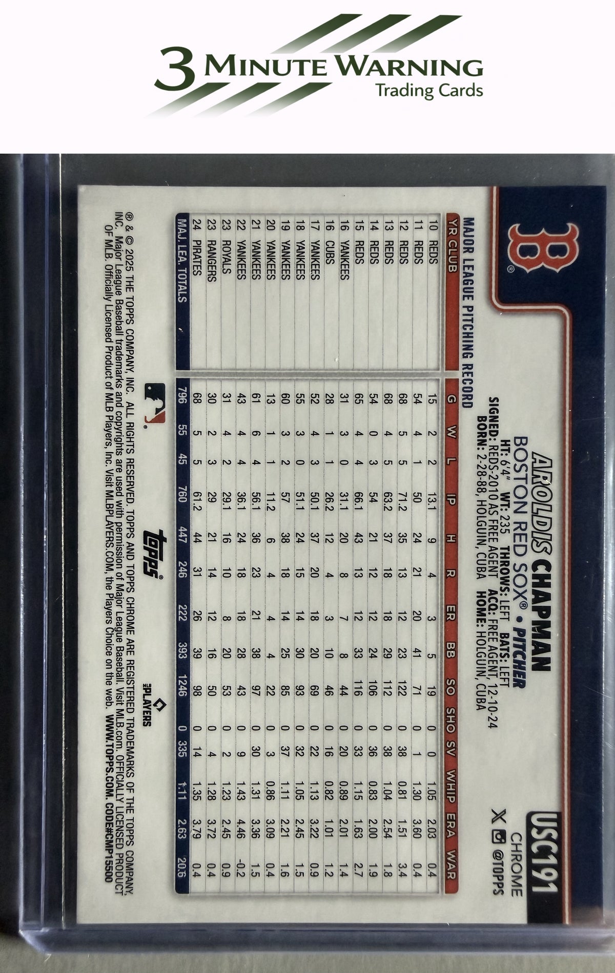 2025 Topps Chrome Update #USC191 Aroldis Chapman