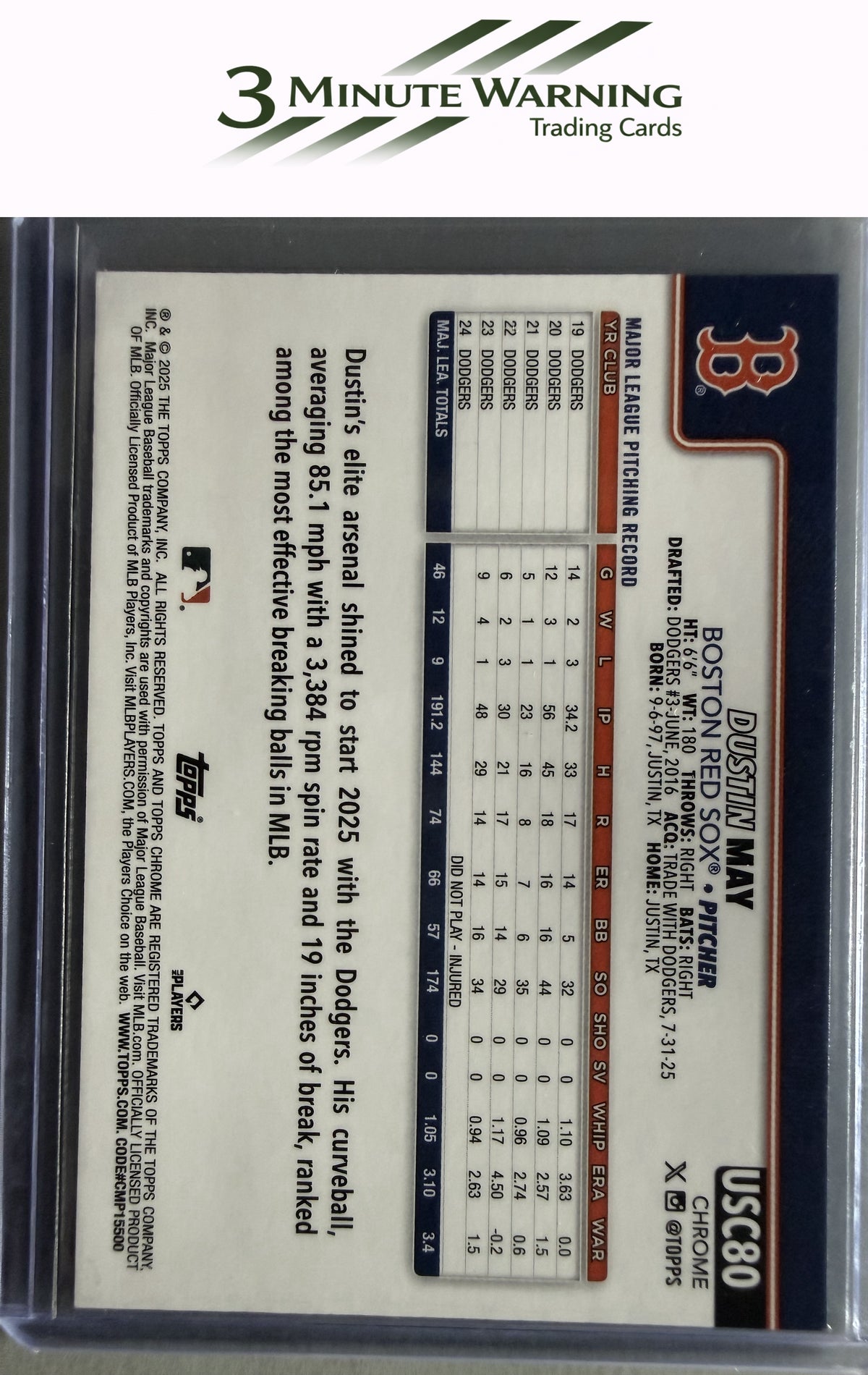 2025 Topps Chrome Update #USC80b Dustin May