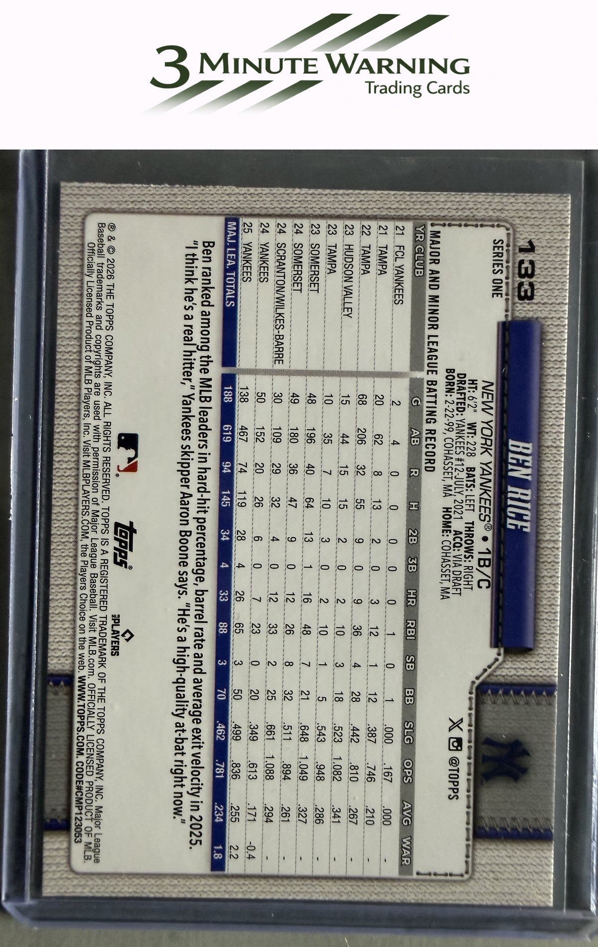 2026 Topps #133 Ben Rice