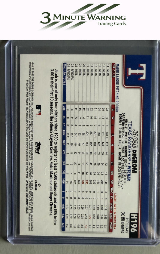 2025 Topps Holiday #H196 Jacob deGrom