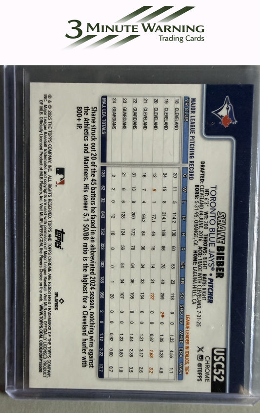2025 Topps Chrome Update #USC52 Shane Bieber