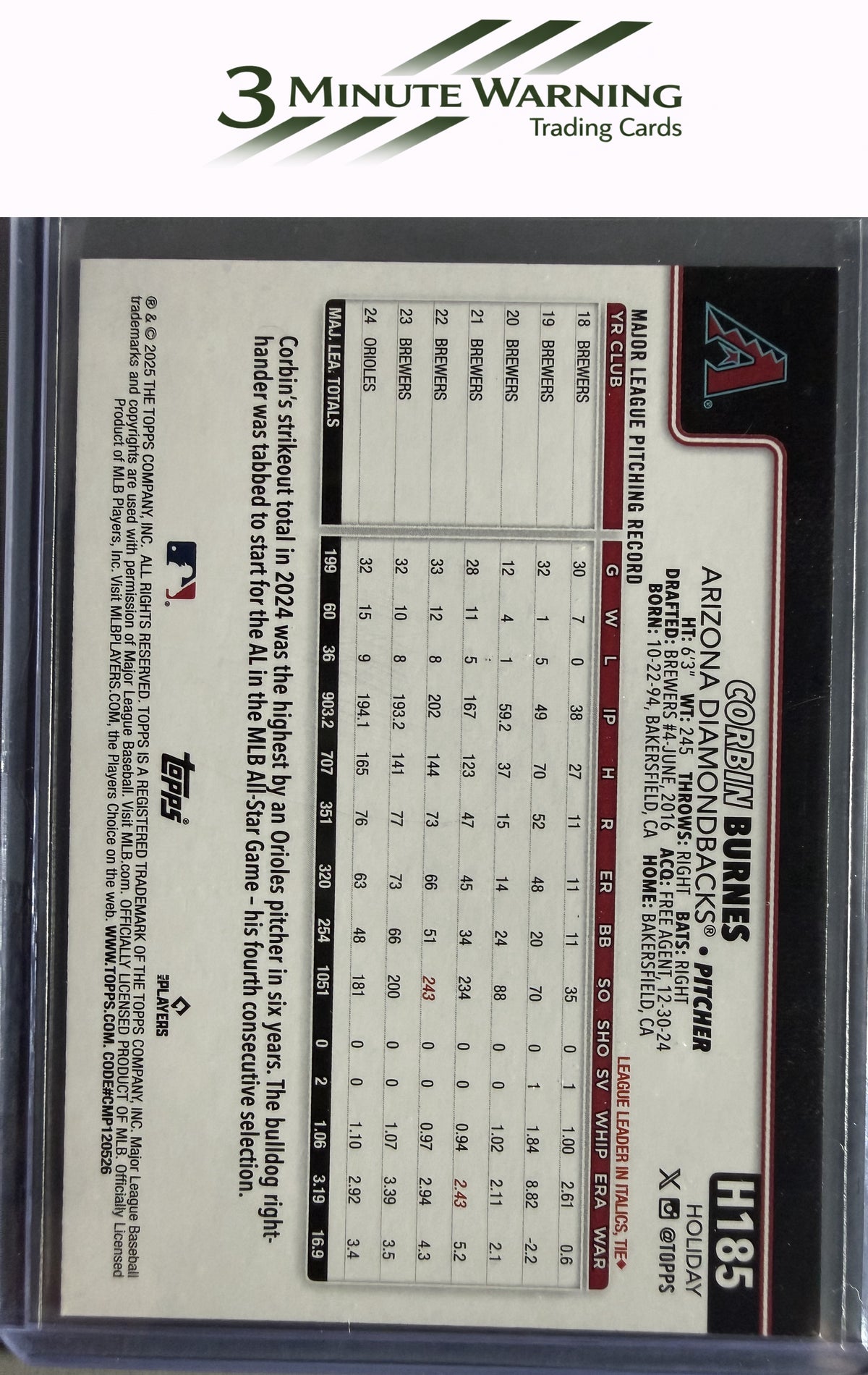 2025 Topps Holiday #H185 Corbin Burnes
