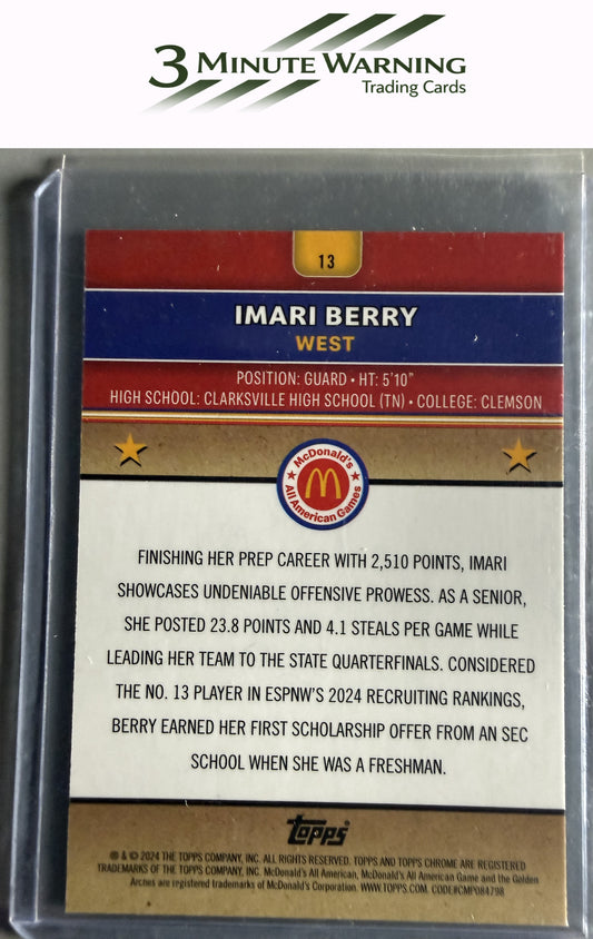 2024 Topps Chrome McDonald's All-American #13 Imari Berry RayWave Refractor