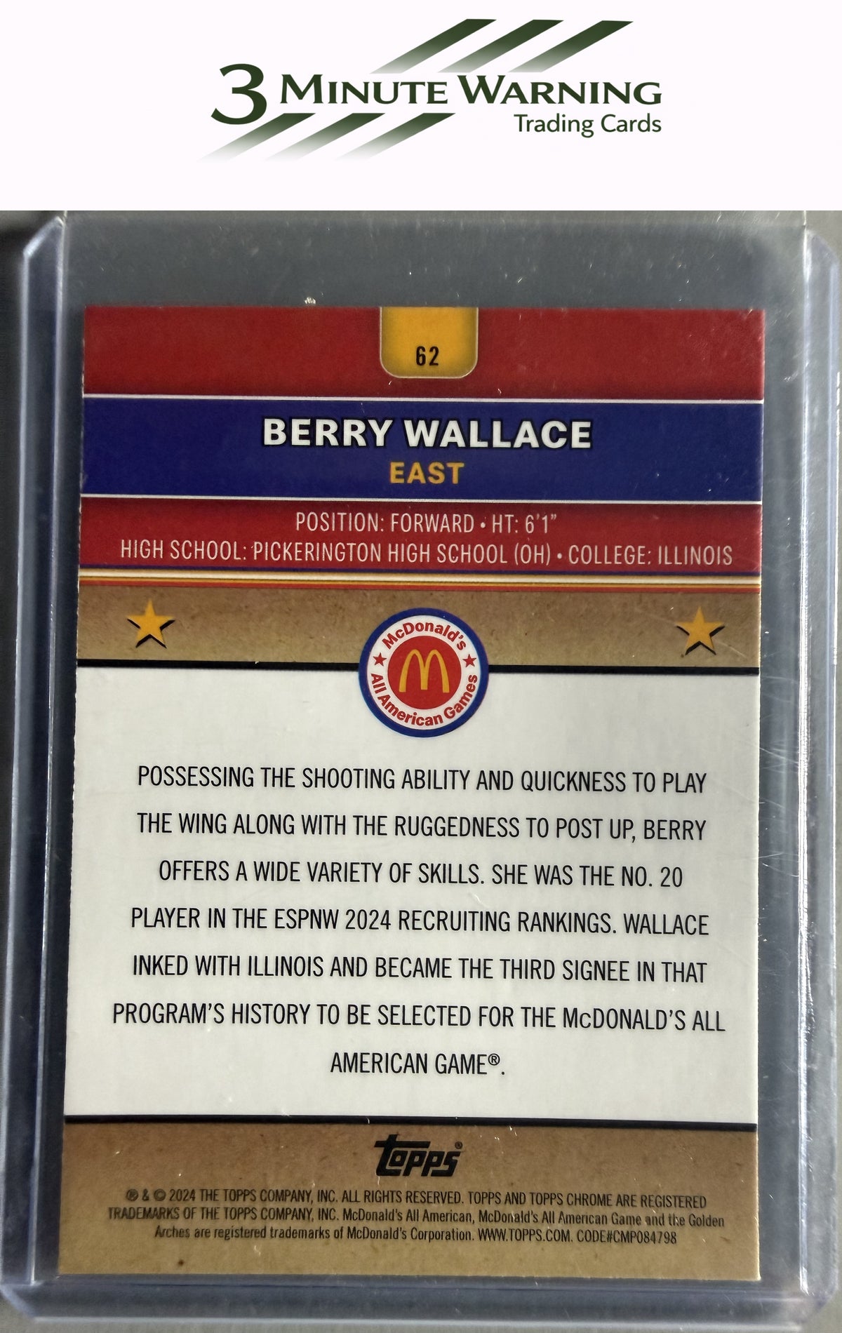 2024 Topps Chrome McDonald's All-American #62 Berry Wallace RayWave Refractor