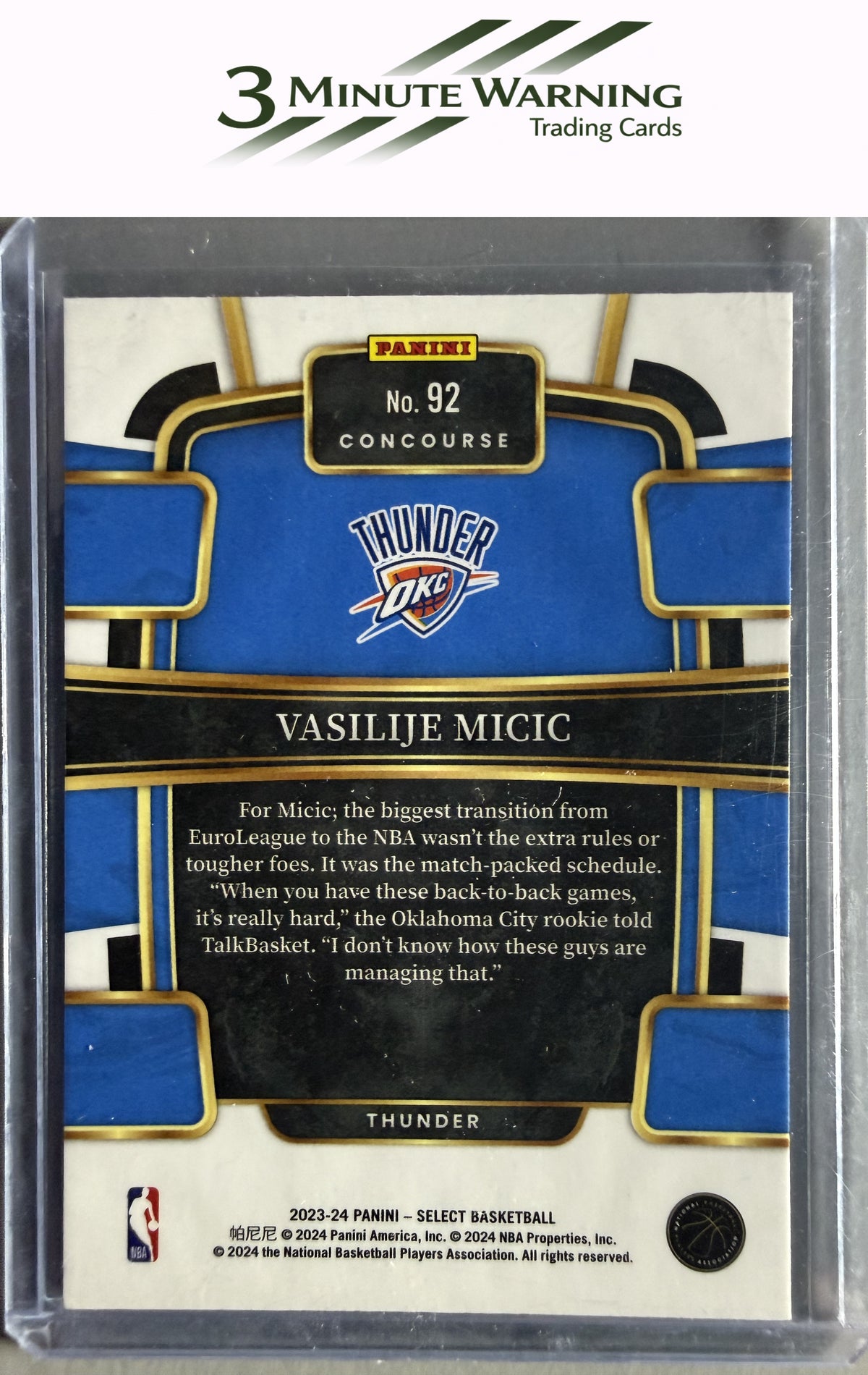 2023-24 Panini Select #92 Vasilije Micic Blue (Retail Base)