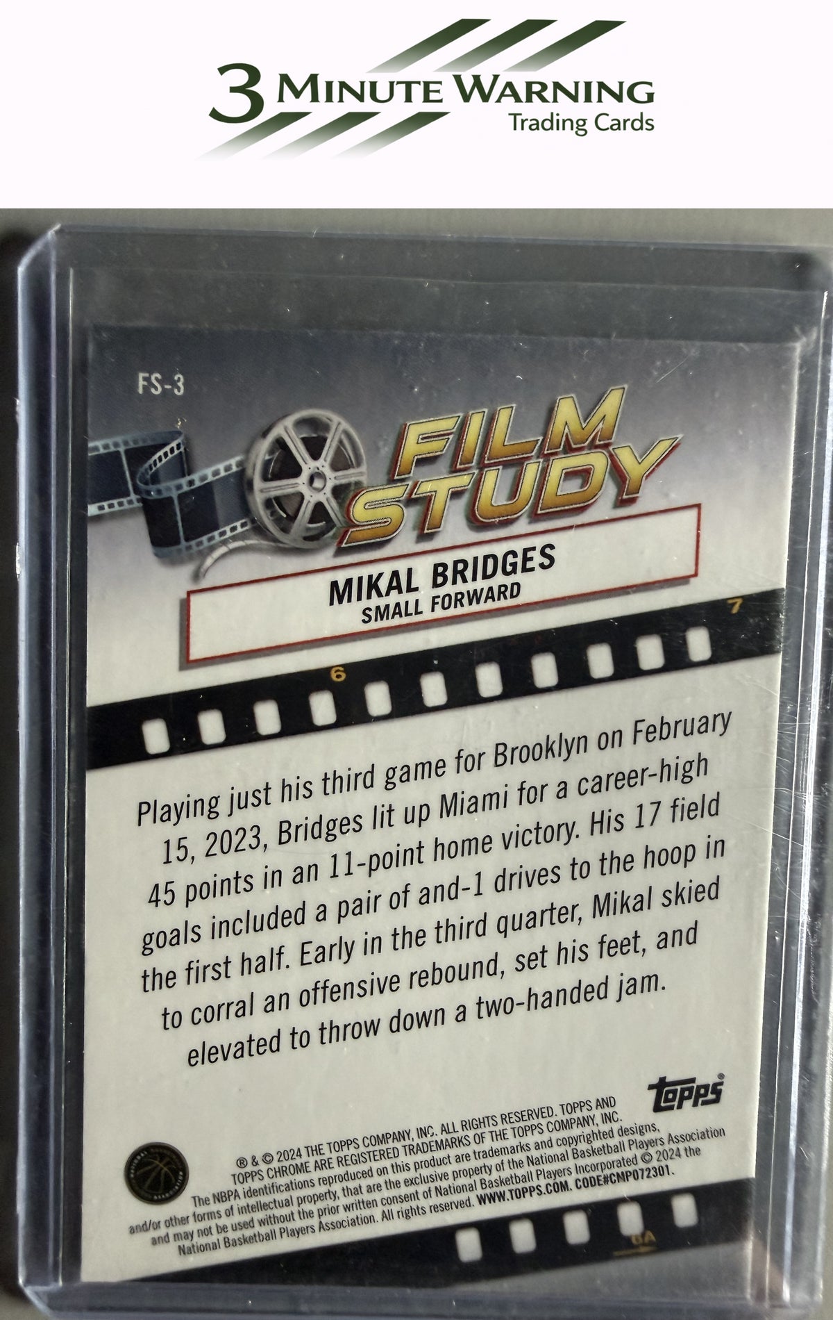 2023-24 Topps Chrome #FS-3 Mikal Bridges Film Study