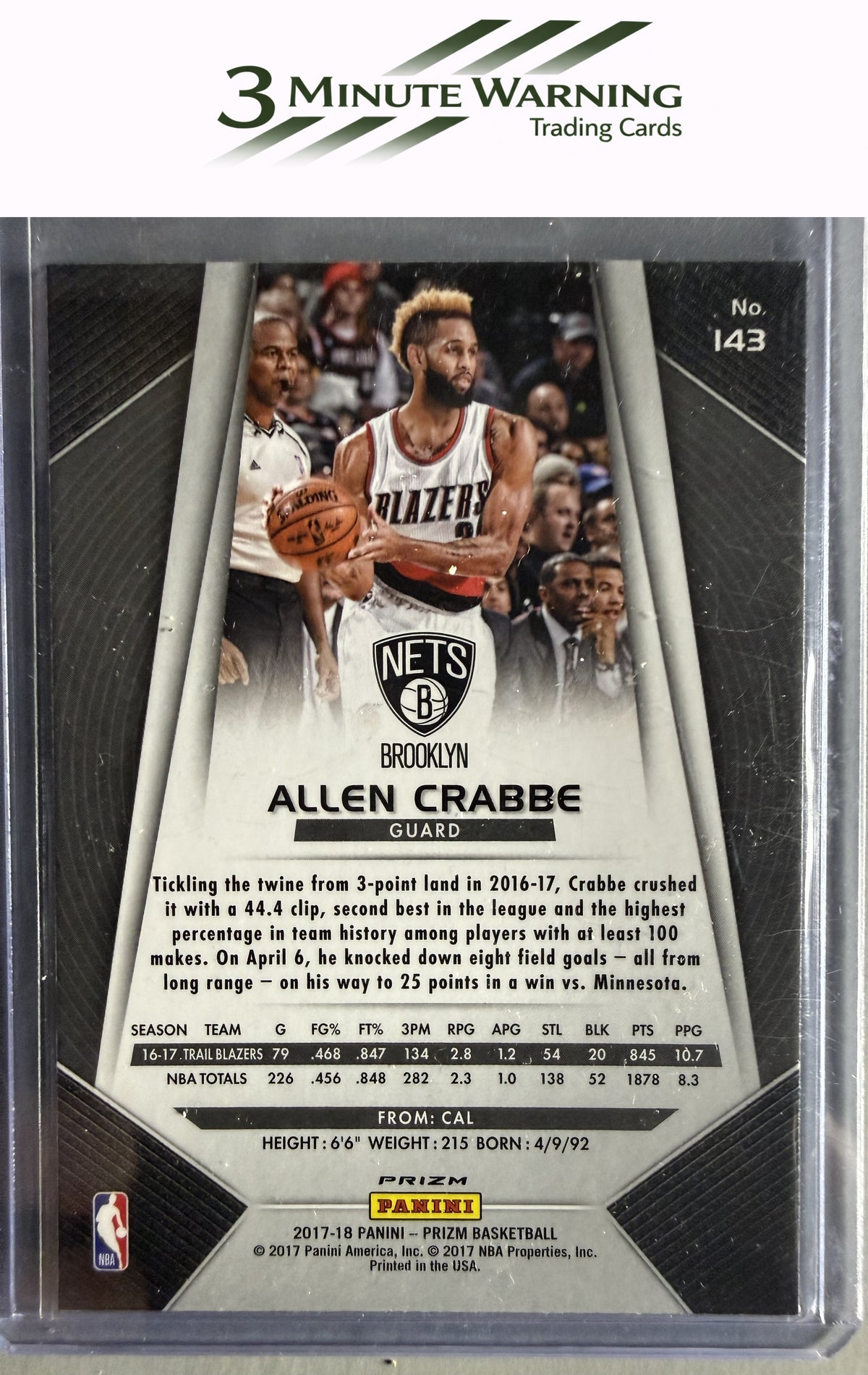 2017-18 Panini Prizm #143 Allen Crabbe Prizm Ruby Wave
