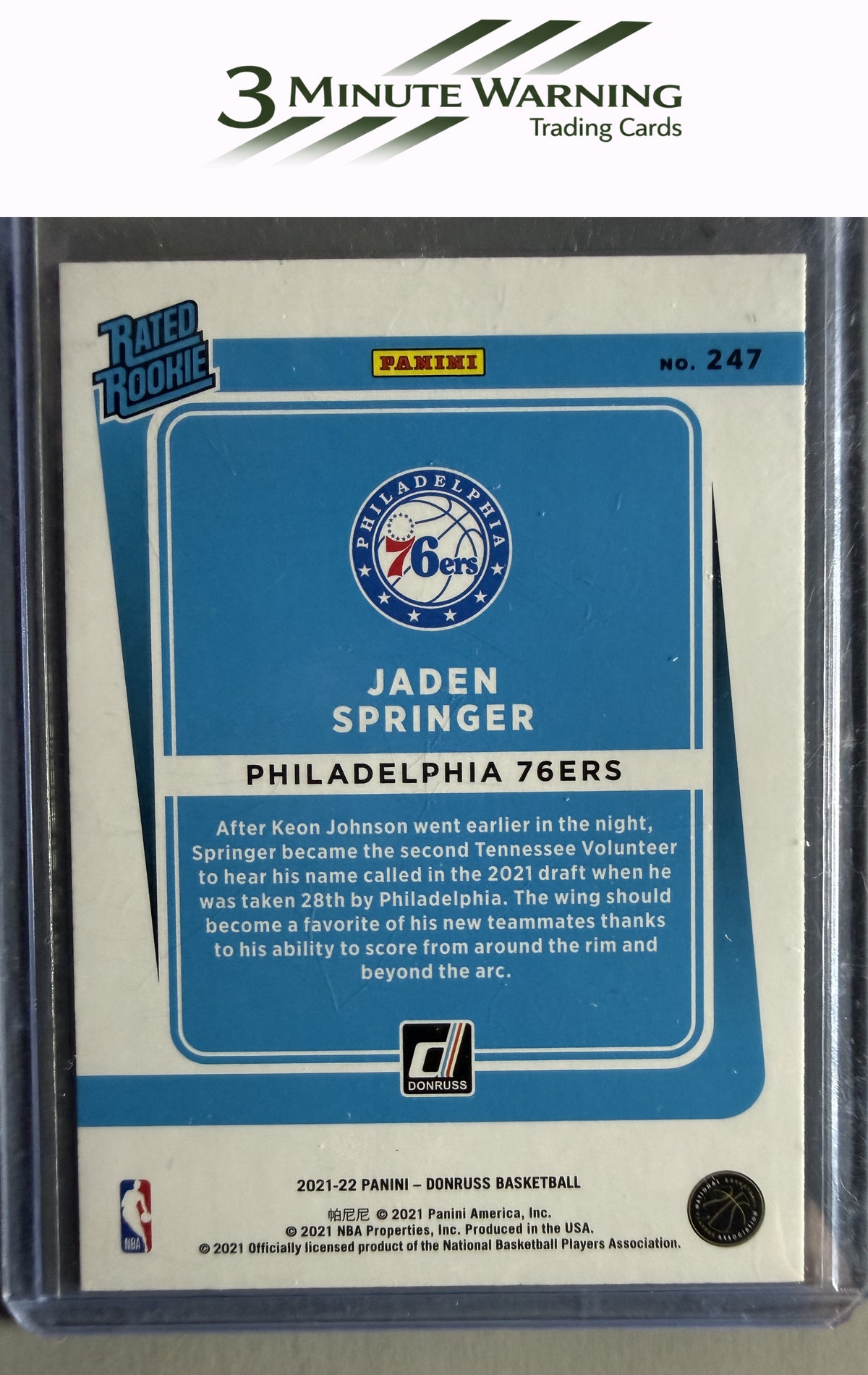 2021-22 Donruss #247 Jaden Springer Holo Red and Gold Laser