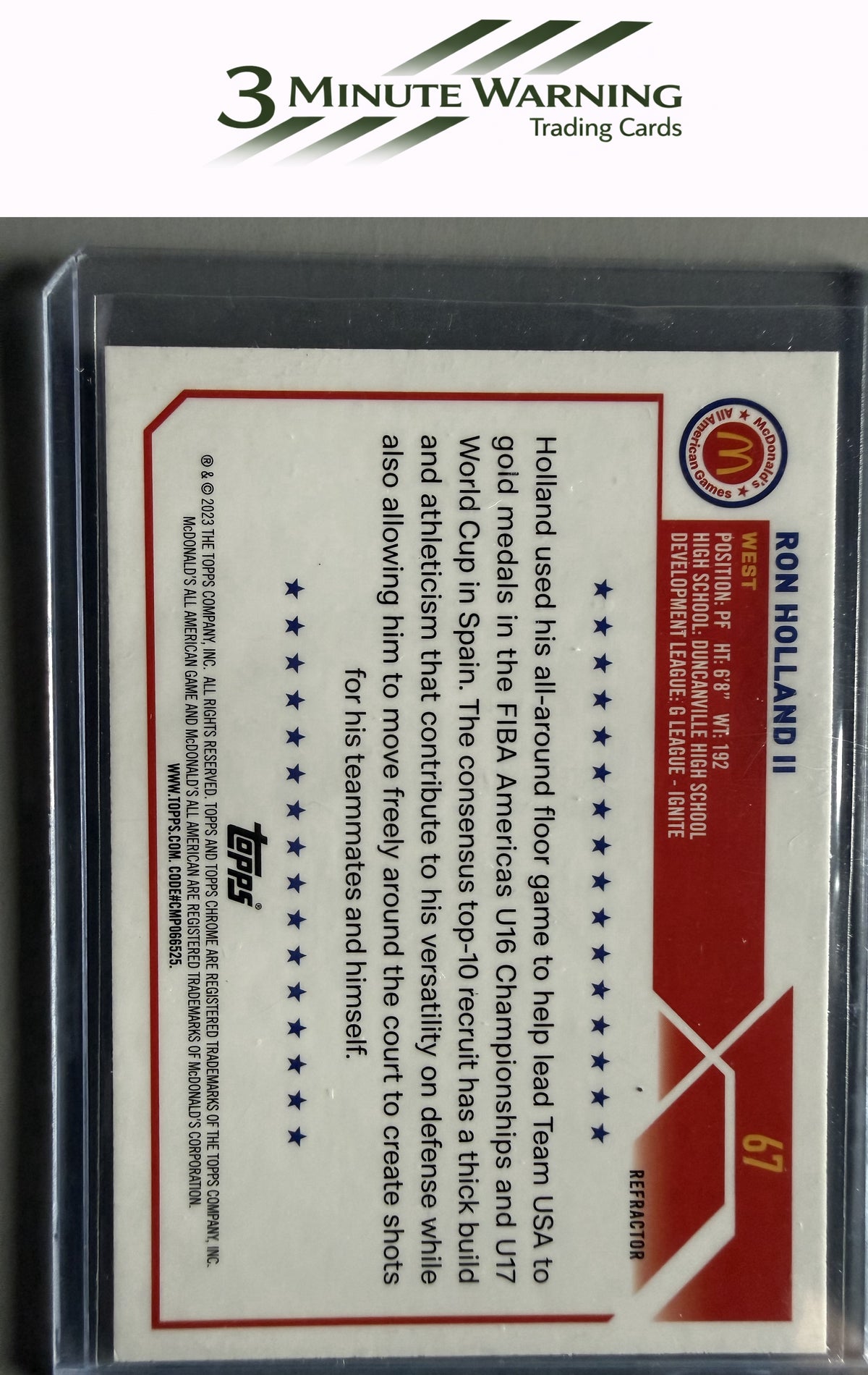 2023 Topps Chrome McDonald's All American #67 Ron Holland II Refractor