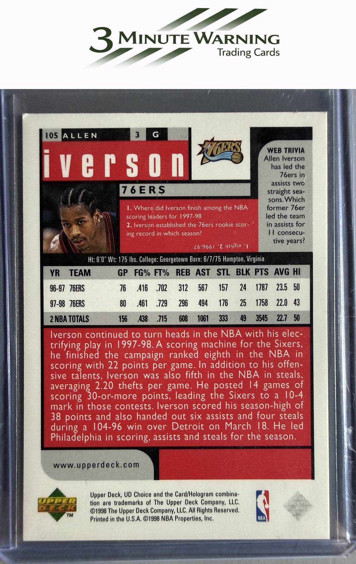 1998-99 UD Choice Preview #105 Allen Iverson