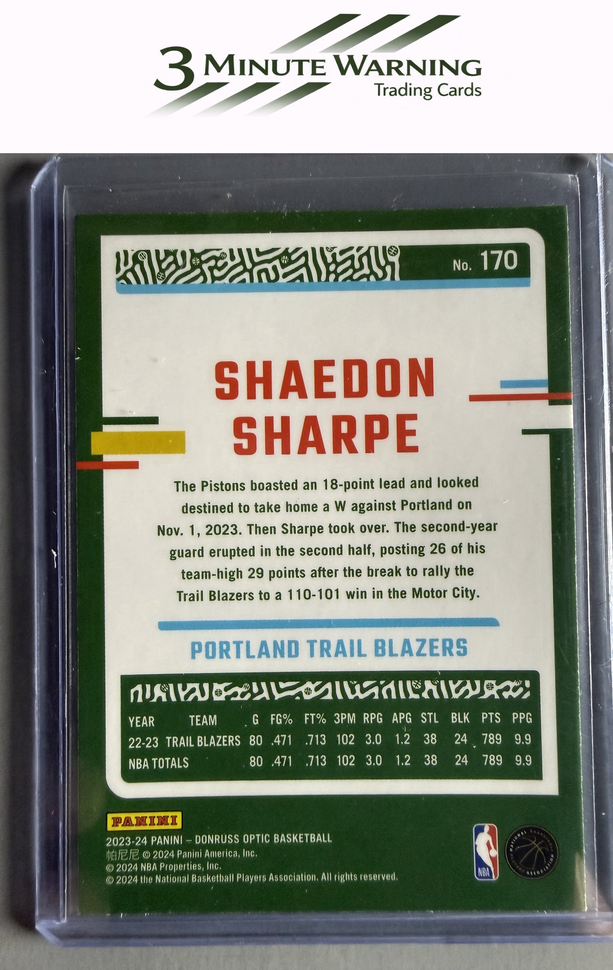 2023-24 Donruss Optic #170 Shaedon Sharpe