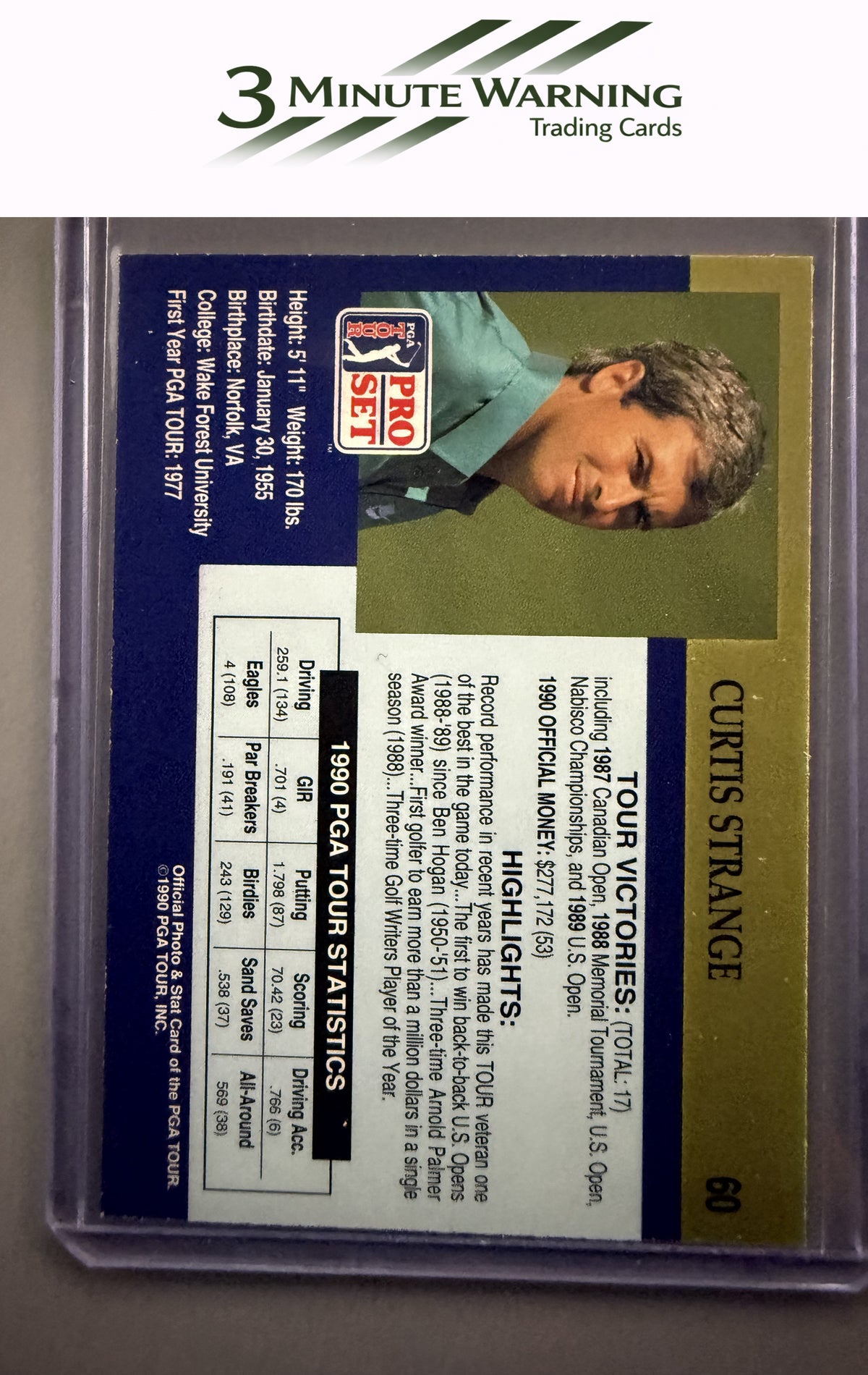 1990 Pro Set PGA Tour #60 Curtis Strange