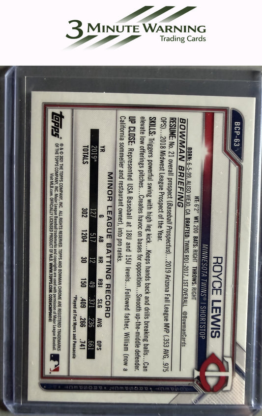 2021 Bowman #BCP-63 Royce Lewis Chrome Prospects