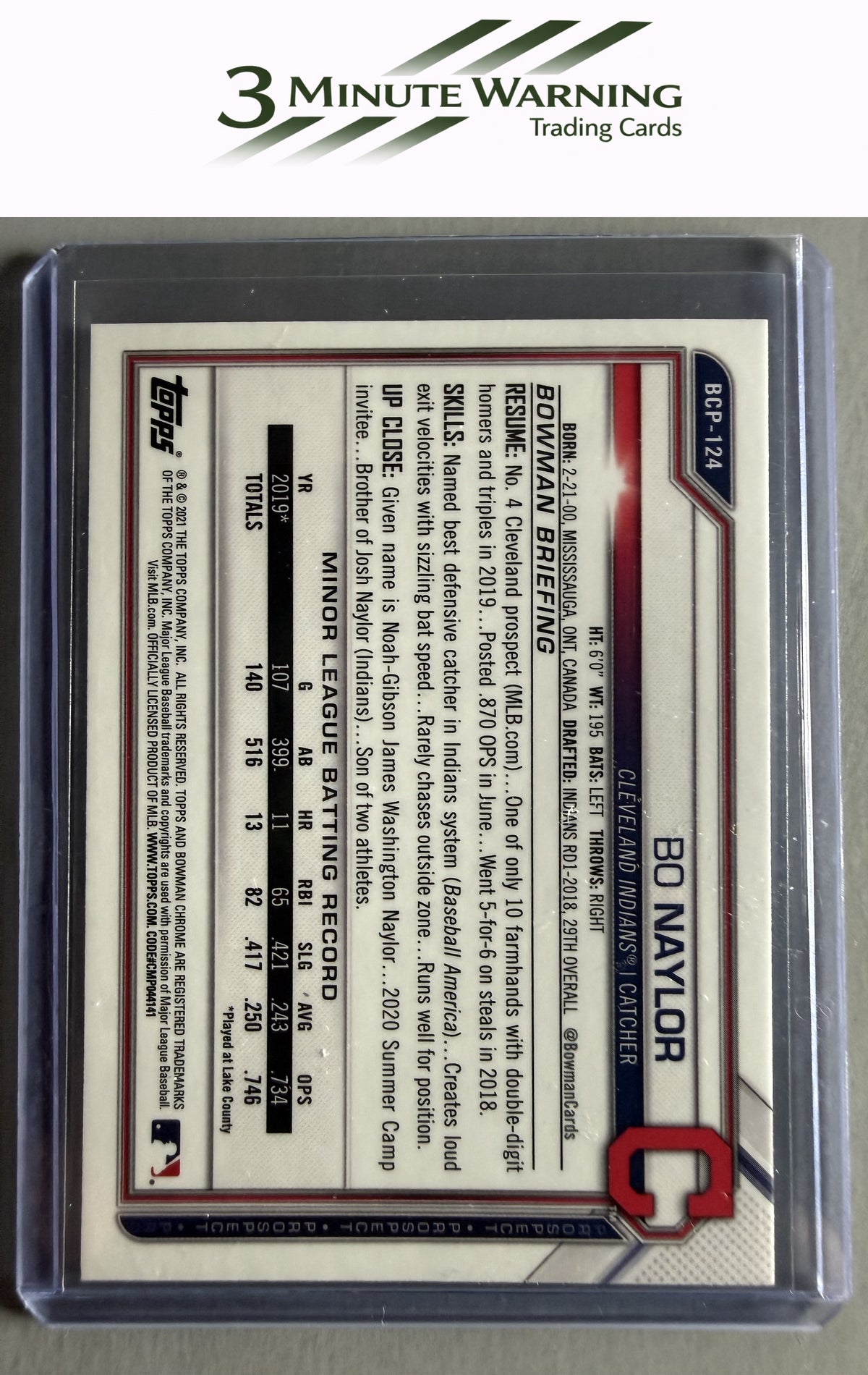 2021 Bowman #BCP-124 Bo Naylor Chrome Prospects
