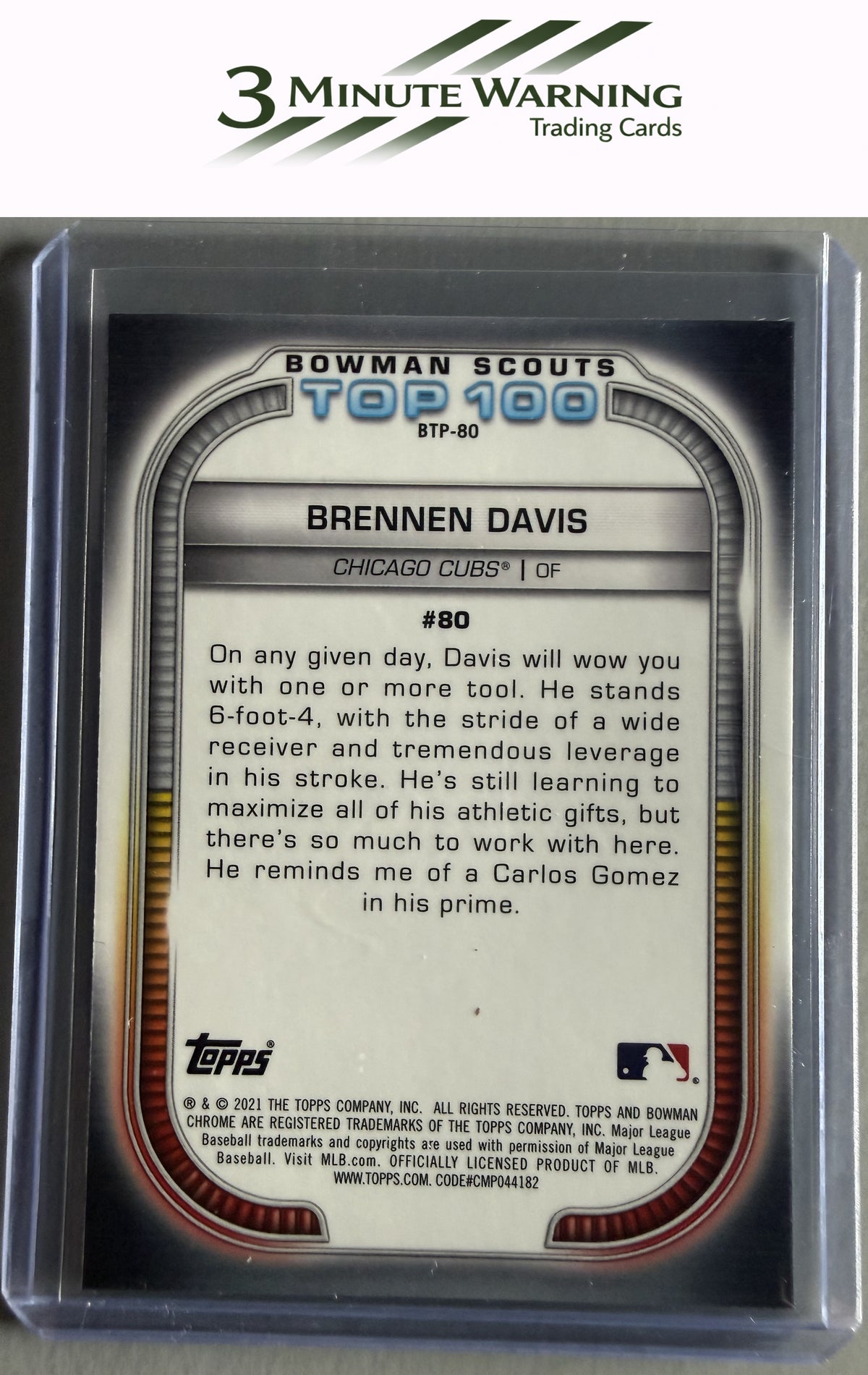 2021 Bowman #BTP-80 Brennen Davis Chrome Bowman Scouts Top 100