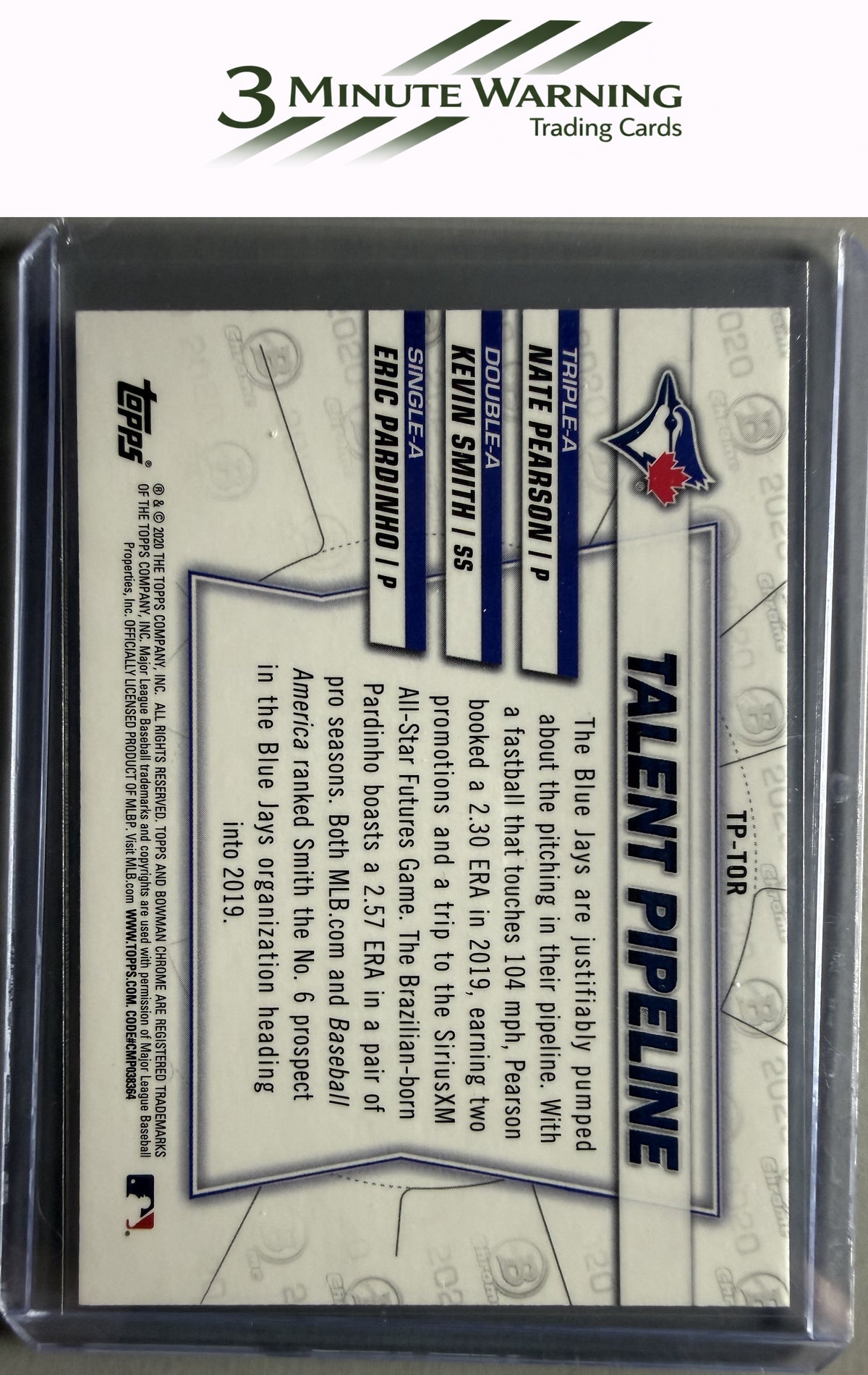 2020 Bowman #TP-TOR Kevin Smith / Nate Pearson / Eric Pardinho Chrome Talent Pipeline