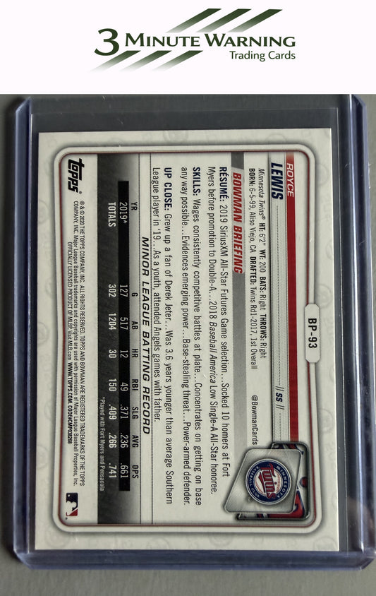 2020 Bowman #BP-93 Royce Lewis Prospects Camo