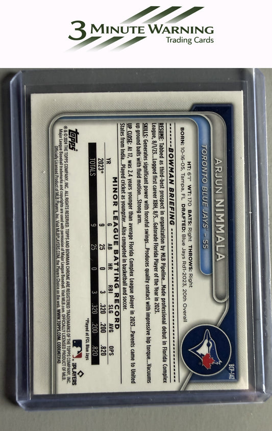 2024 Bowman #BCP-142 Arjun Nimmala Chrome Prospects