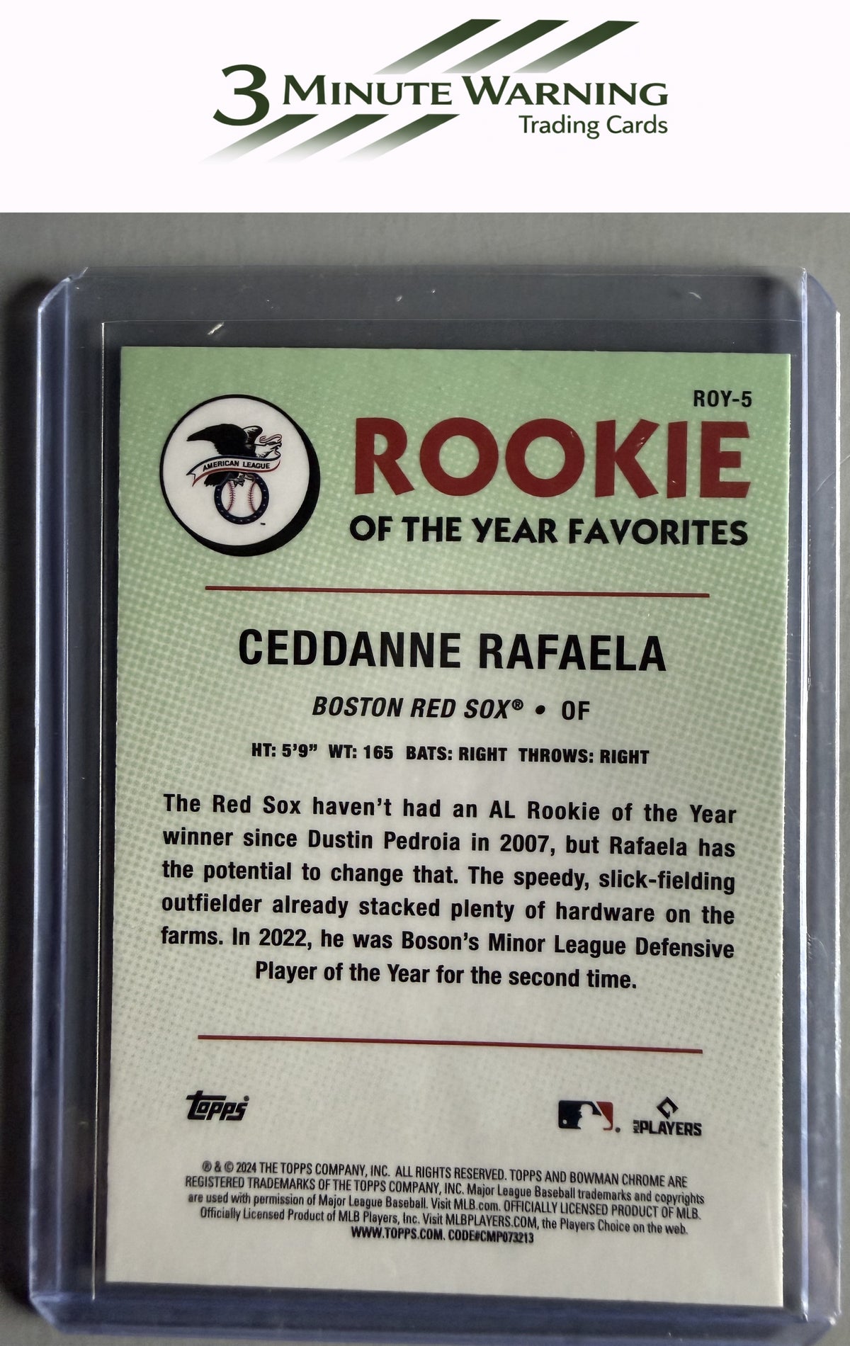 2024 Bowman #ROY-5 Ceddanne Rafaela Rookie of the Year Favorites