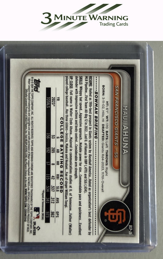 2024 Bowman #BCP-26 Maui Ahuna Chrome Prospects