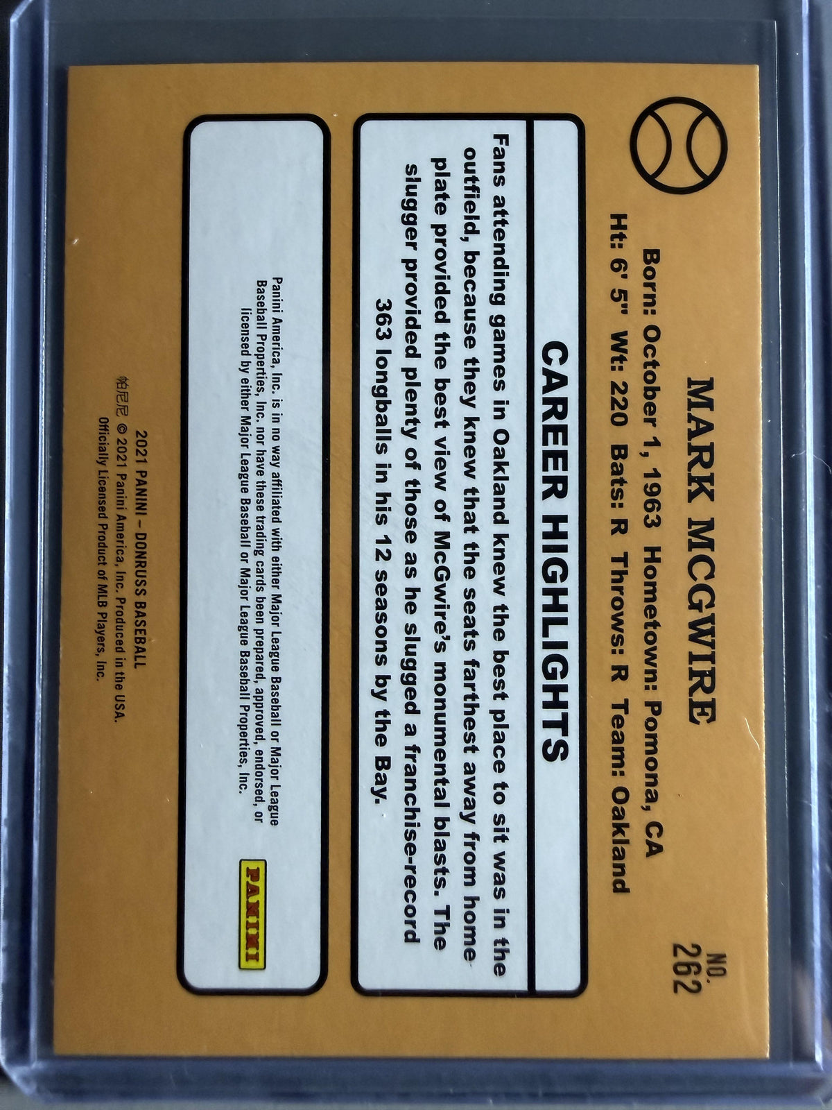 2021 Donruss #262 Mark McGwire Holo Blue