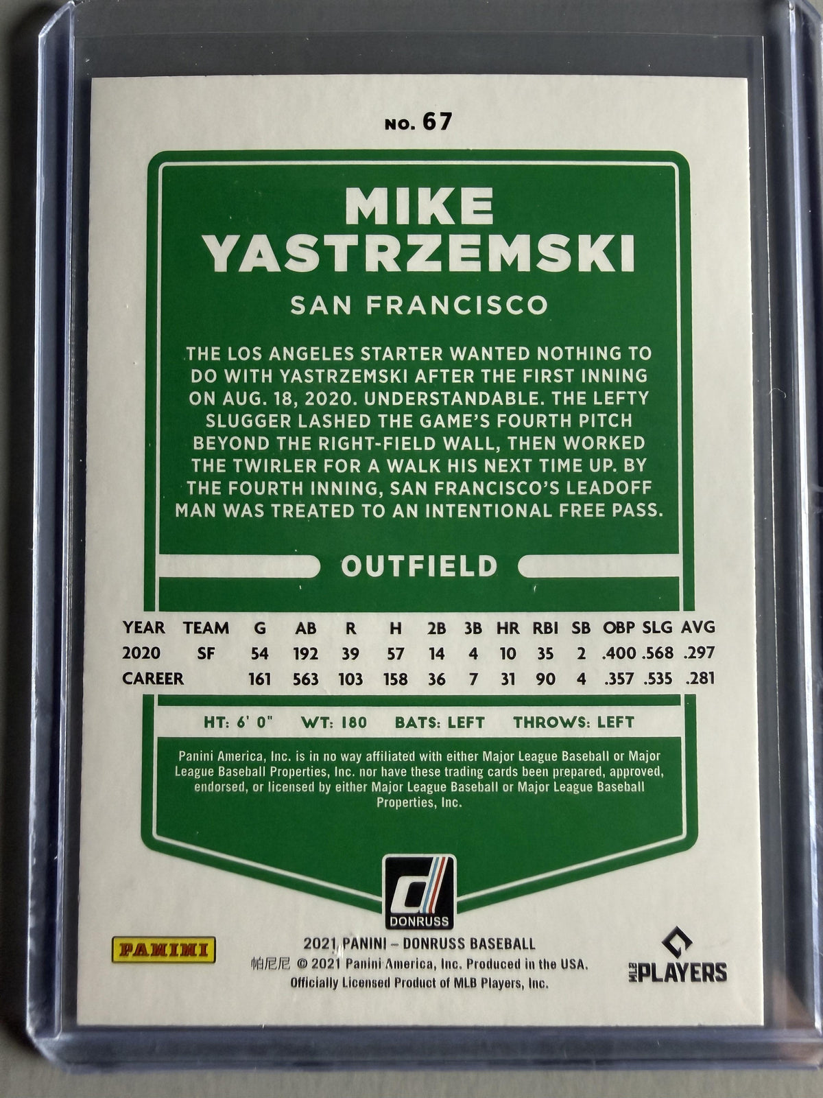 2021 Donruss #67a Mike Yastrzemski Holo Purple