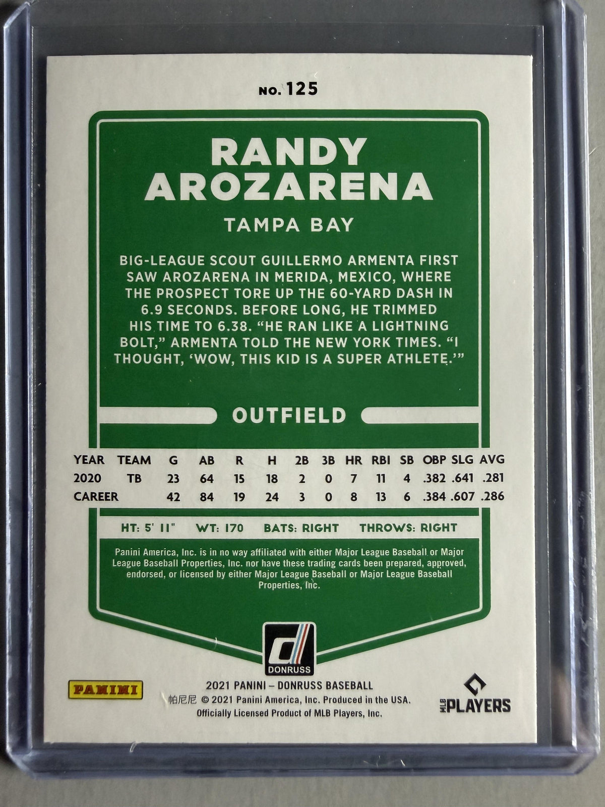 2021 Donruss #125 Randy Arozarena Holo Purple