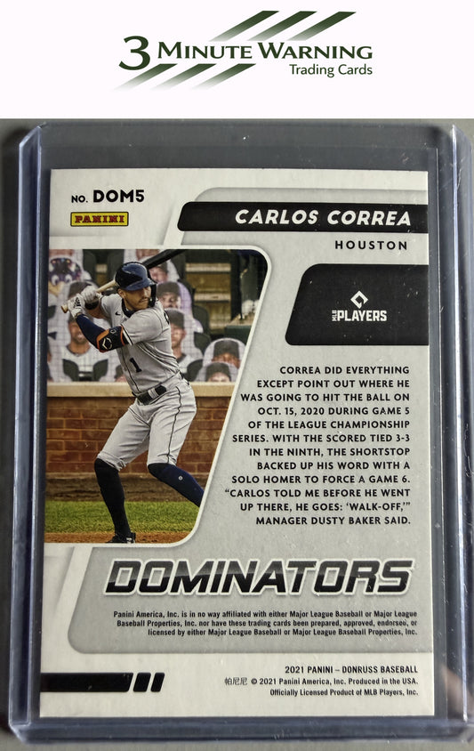 2021 Donruss #DOM5 Carlos Correa Dominators Rapture
