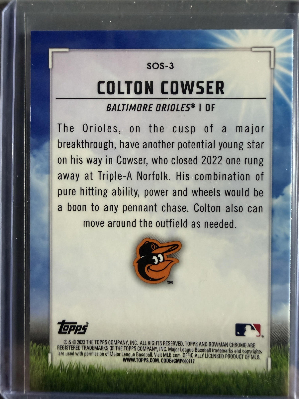 2023 Bowman #SOS-3 Colton Cowser Sights on September