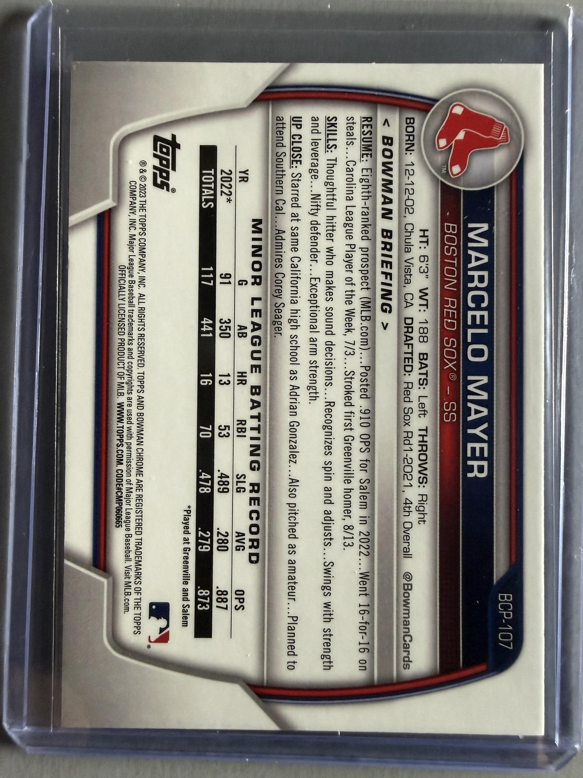 2023 Bowman #BCP-107 Marcelo Mayer Chrome Prospects