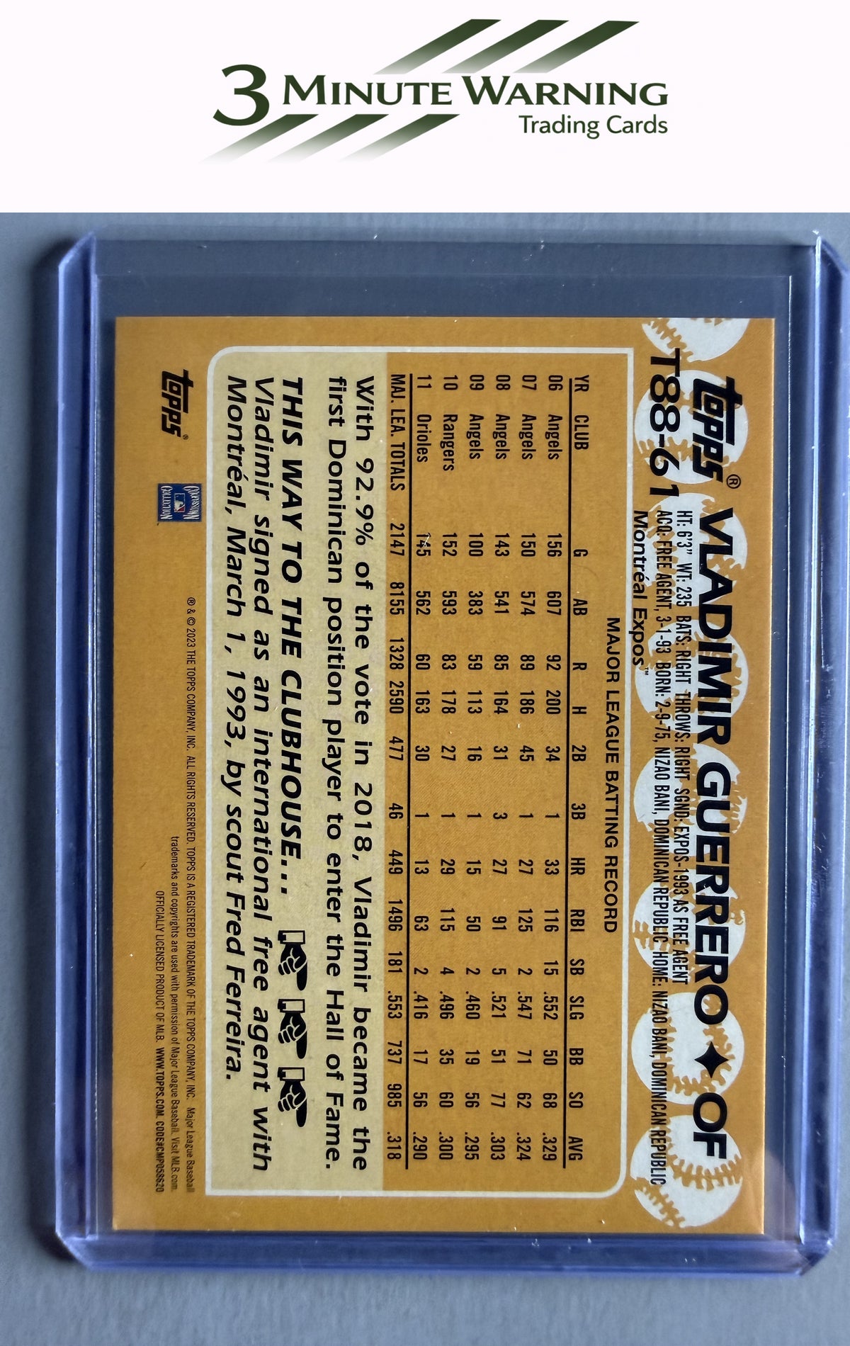 2023 Topps #T88-61 Vladimir Guerrero 1988 Topps Baseball