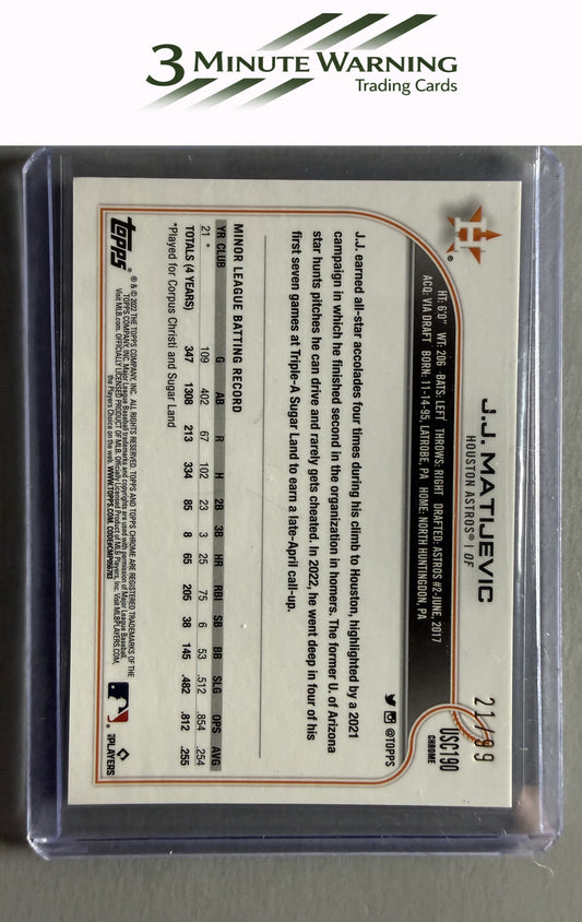 2022 Topps Chrome Update #USC190 J.J. Matijevic X-Fractor #/99