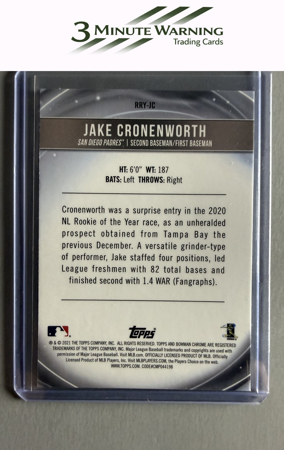 2021 Bowman #RRY-JC Jake Cronenworth Chrome Rookie of the Year Favorites