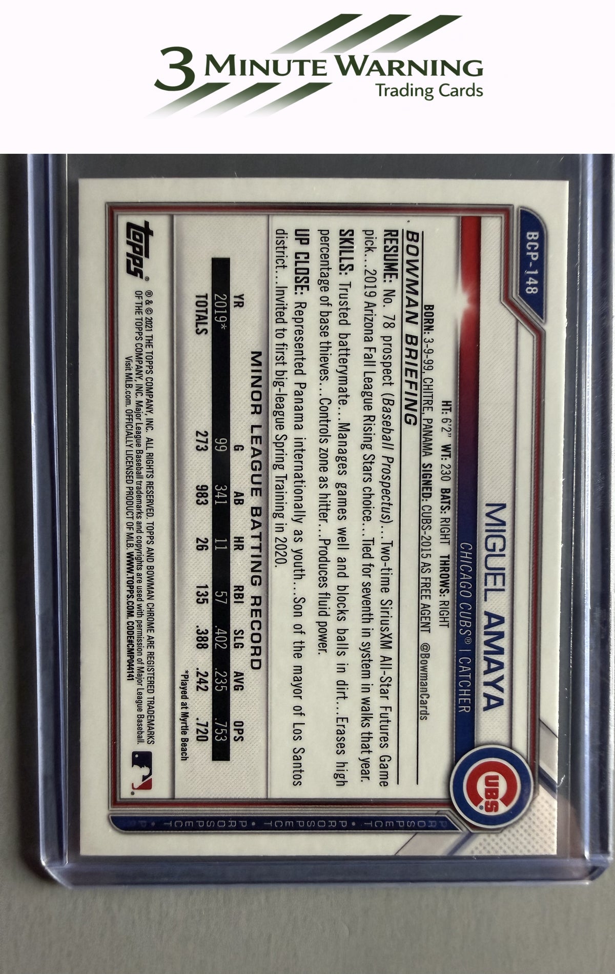 2021 Bowman #BCP-148 Miguel Amaya Chrome Prospects