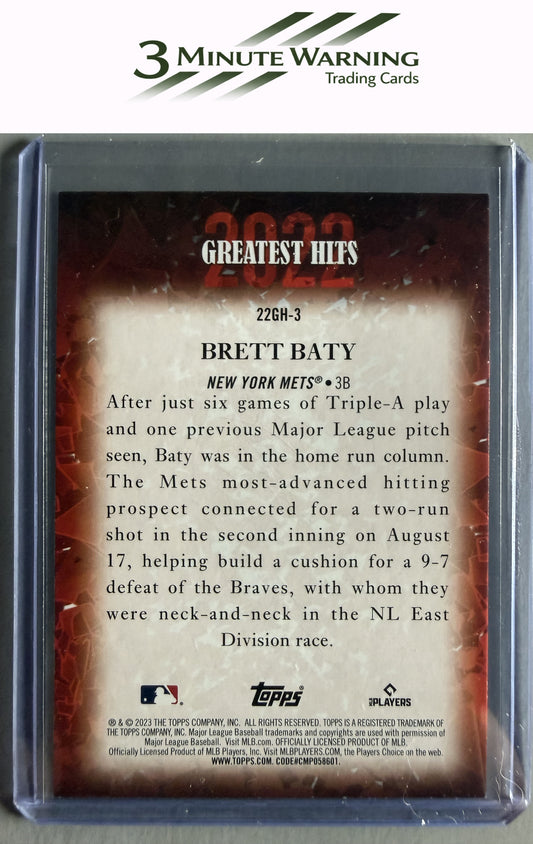 2023 Topps #22GH-3 Brett Baty 2022 Greatest Hits